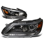 Pair of Projector Headlights for Honda Accord (2013–2015) - Black Housing, Amber Corner