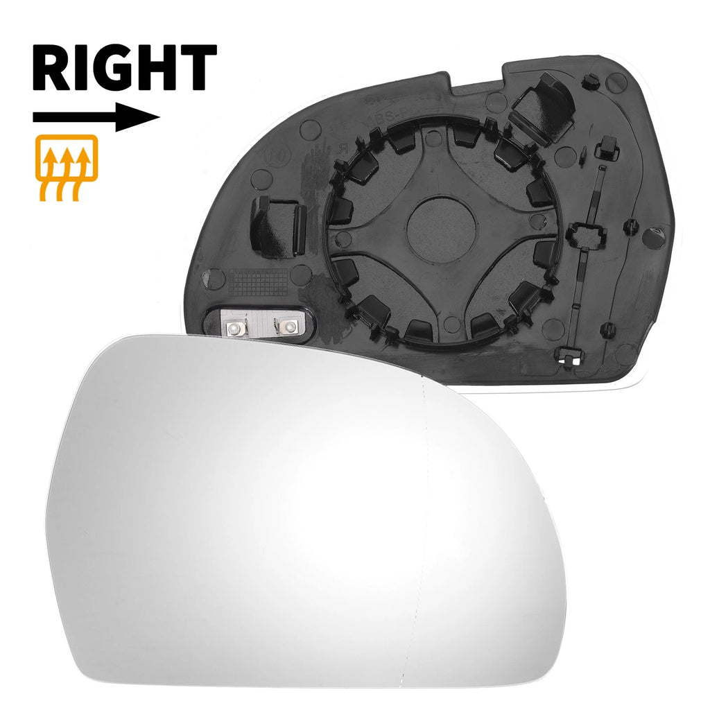 Right Side Heated White Mirror Glass for Audi A3 A4 (2008–2010)