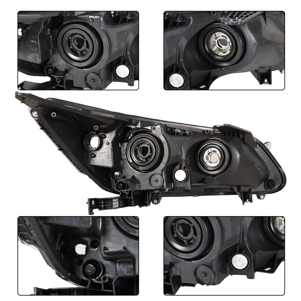 Headlight Assembly Driver Left for Honda Accord (2013–2015) Black Housing