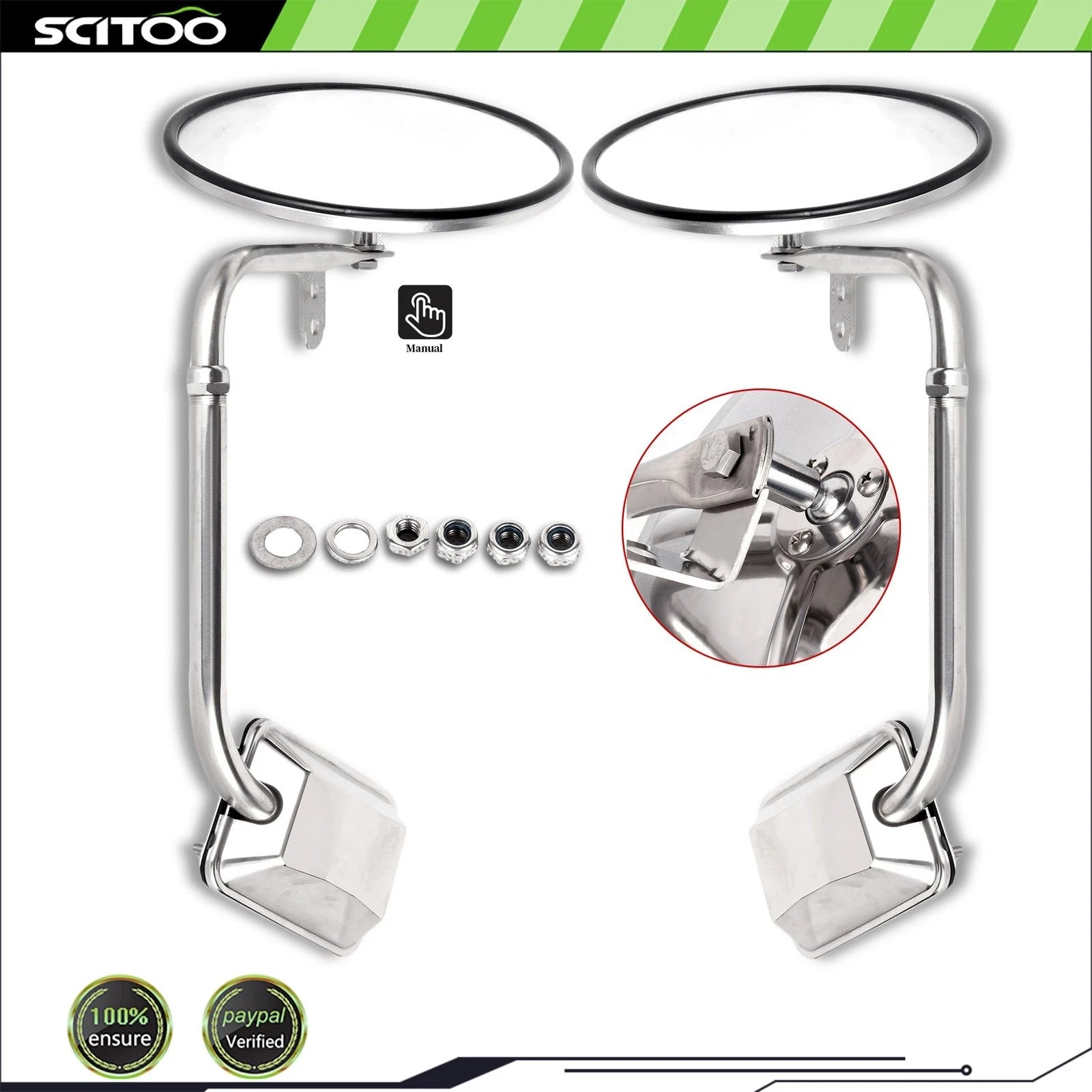 8" Round Truck Mirrors Assembly for Replacement (Stainless Steel)