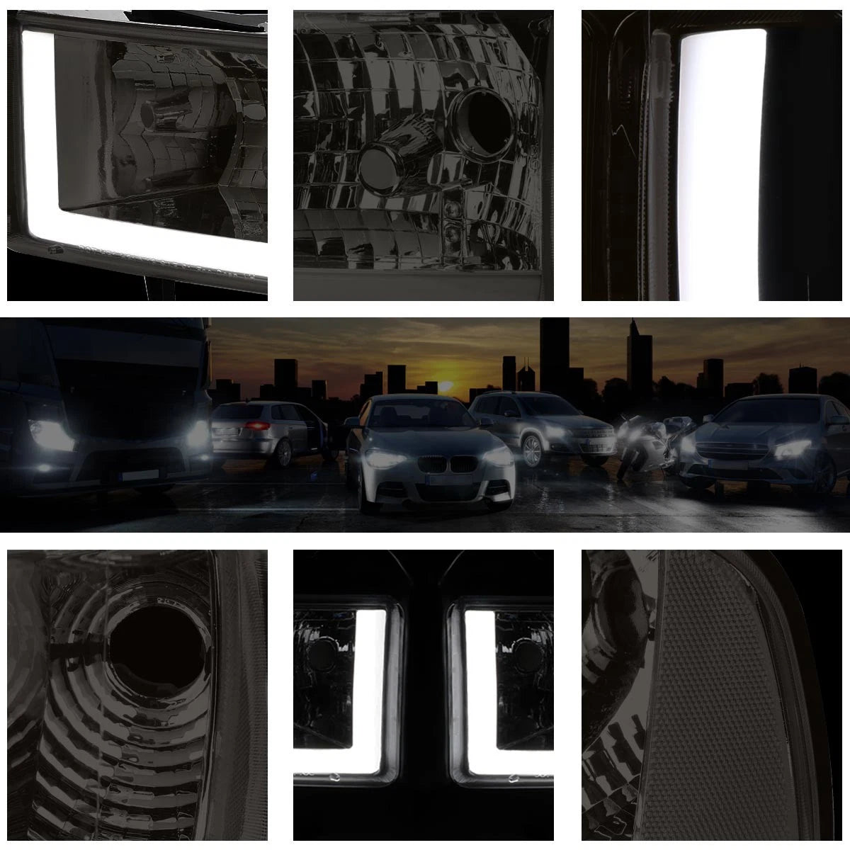 Chrome Housing Smoked Lens Clear Corner Headlight Pair for Dodge RAM (1994–2002)