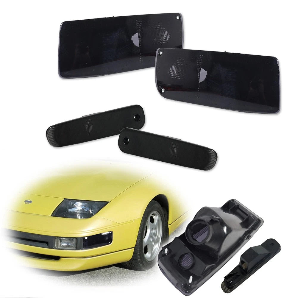 Sport Style Signal/Side Marker Light Black Covers for Nissan 300ZX Z32