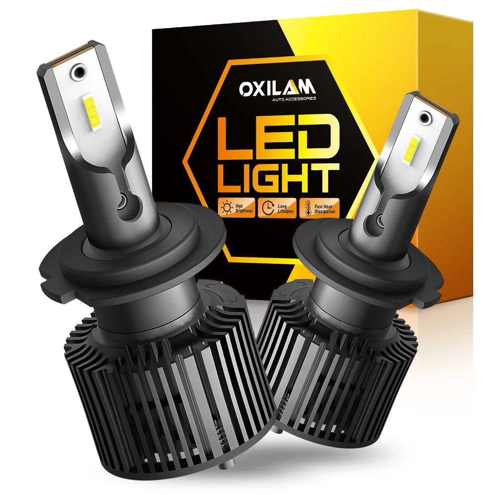 2X H7 LED Headlight Bulbs for High Low Beam (6000K, 40000LM, 60W)