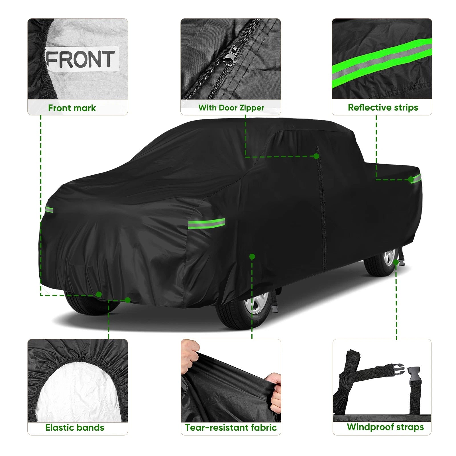 Car Cover for GMC Sierra (X-Large, Waterproof, All Weather, Zipper)