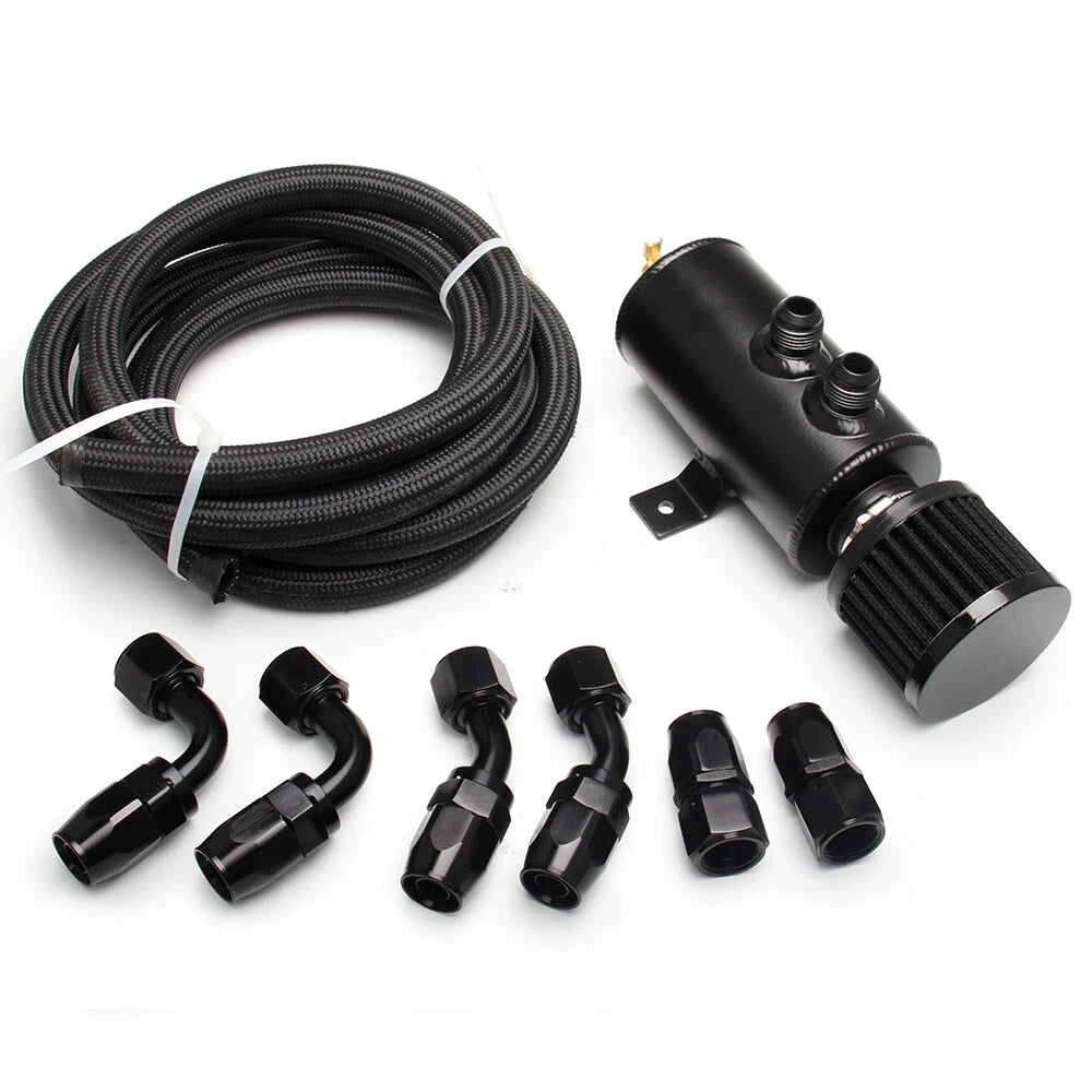 10AN Oil Catch Can Reservoir Tank for - Baffled, Breather Filter, Fuel Hose Fittings