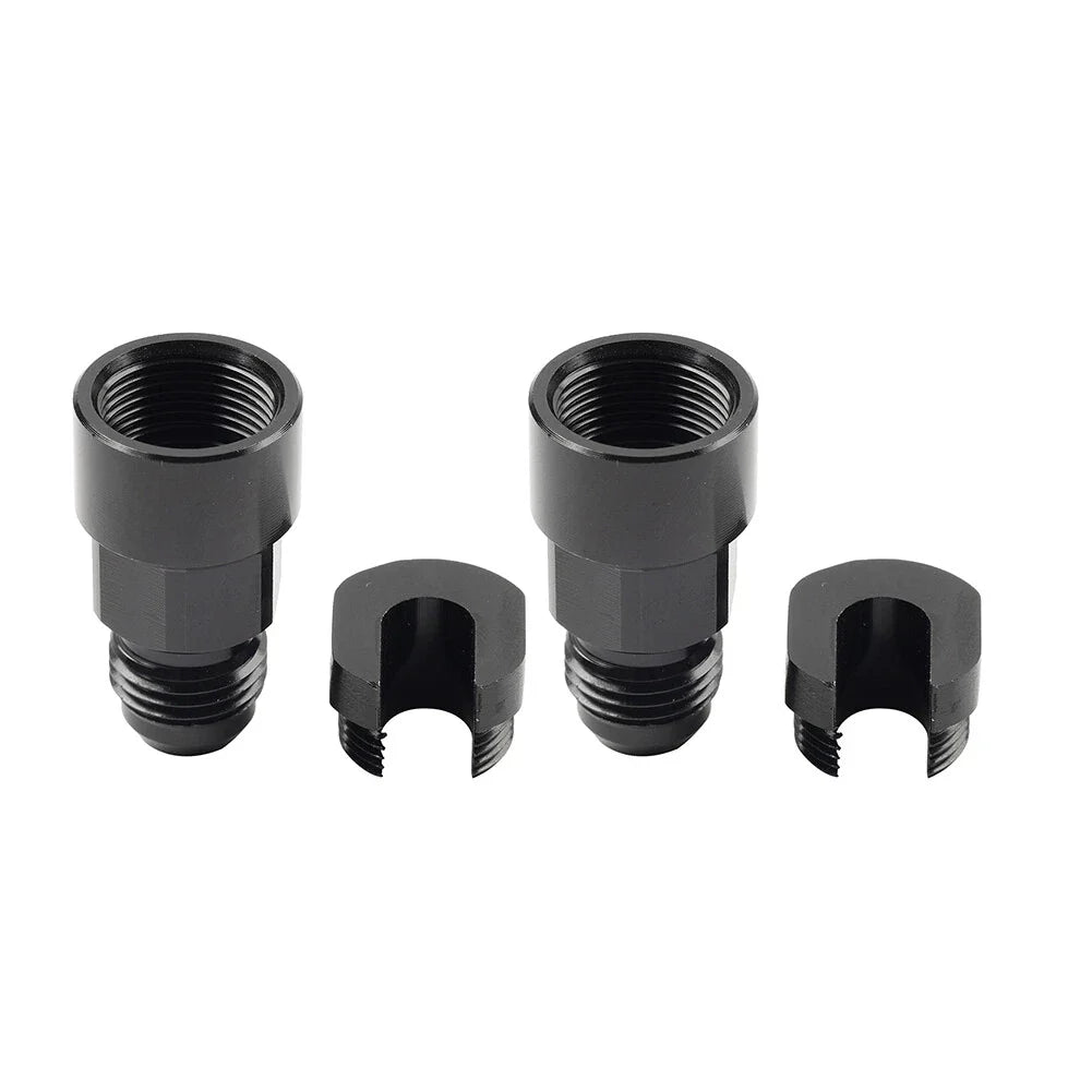 Black 6AN Male to 3/8" Quick Disconnect EFI Fuel Rail Adapter for Car