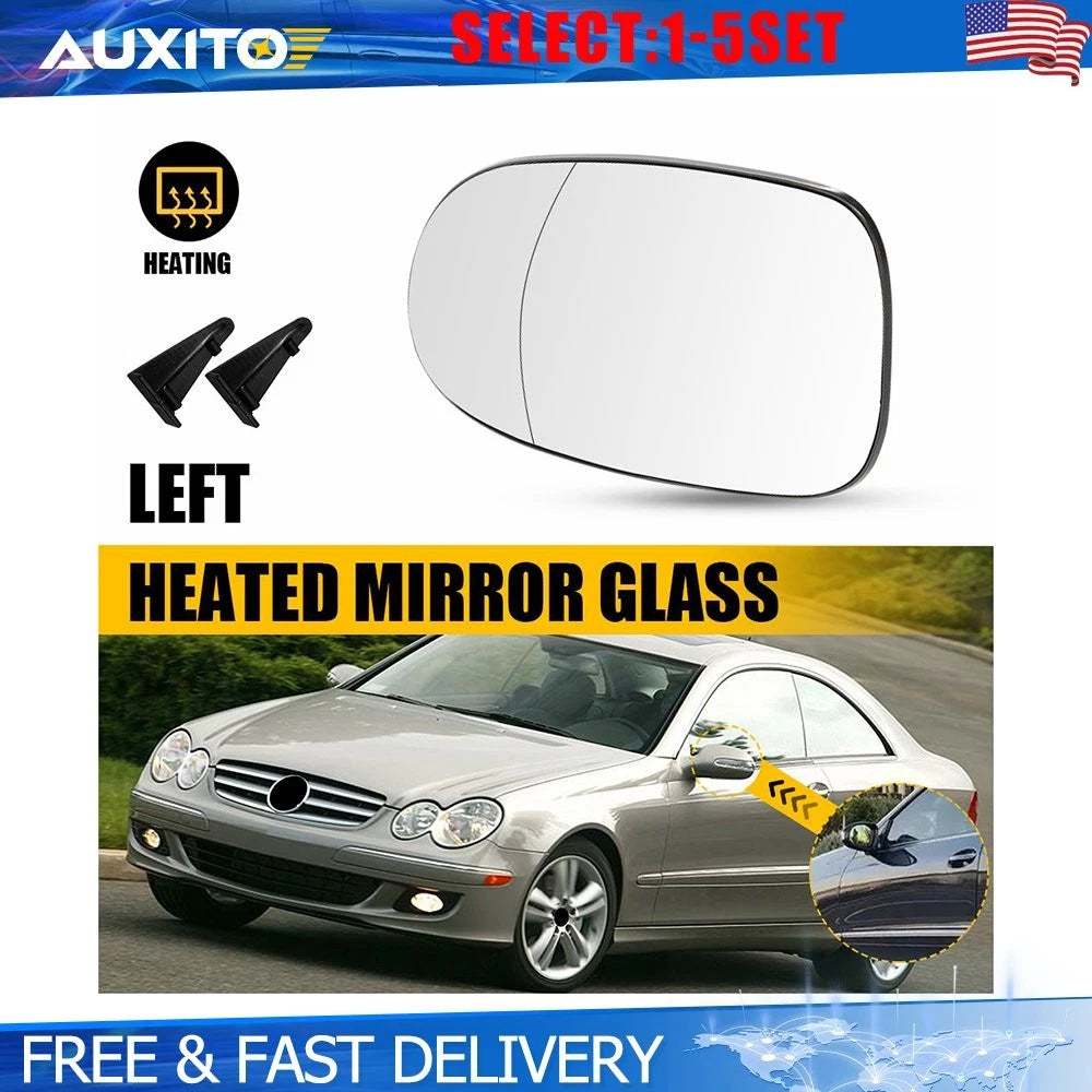 LH Driver Side Heated Mirror Glass for Mercedes CLK500 CLK55 AMG CLK63 AMG (2003–2009)