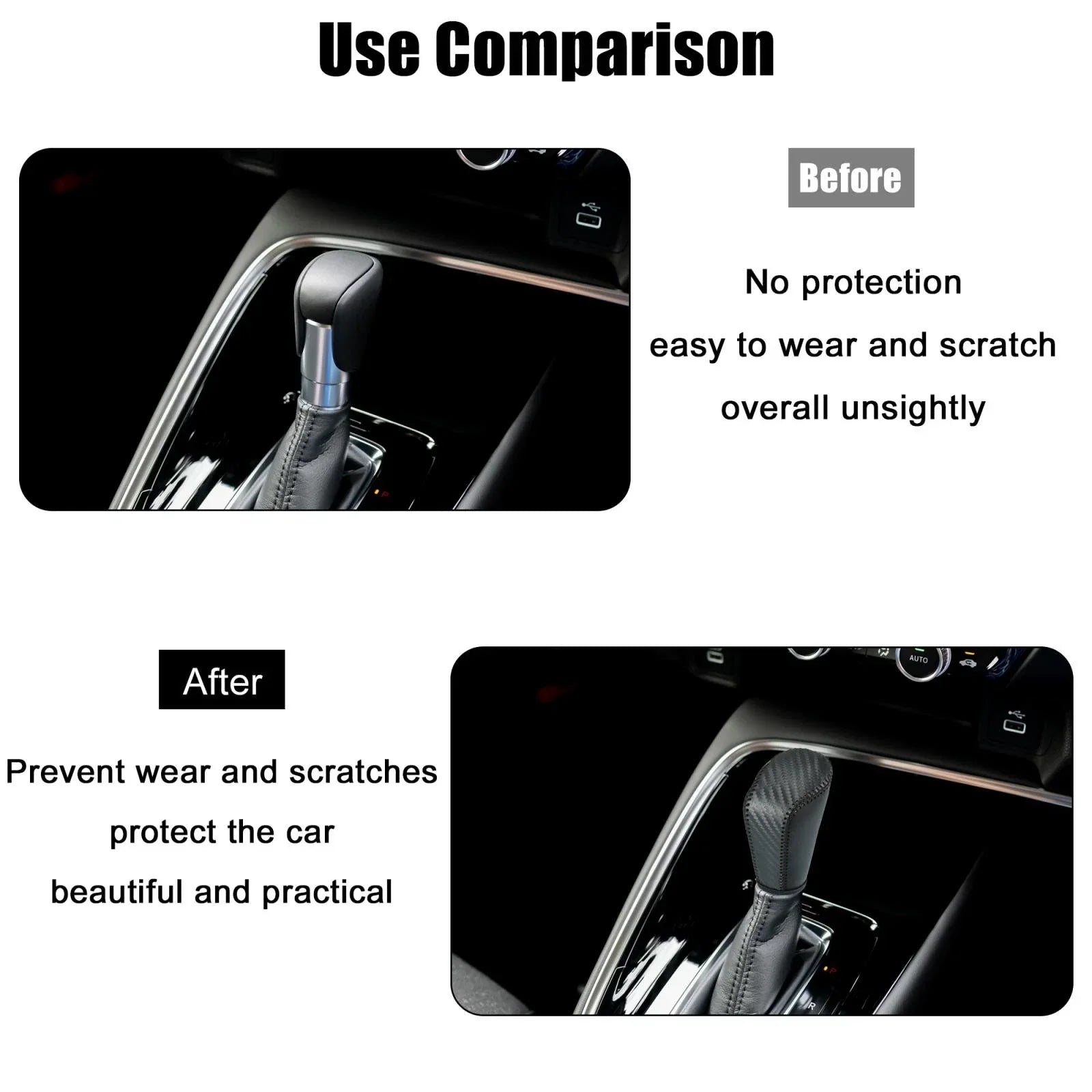 Gear Shift Knob Cover for Honda Accord (2018-2023) - Carbon Fiber Pattern Black