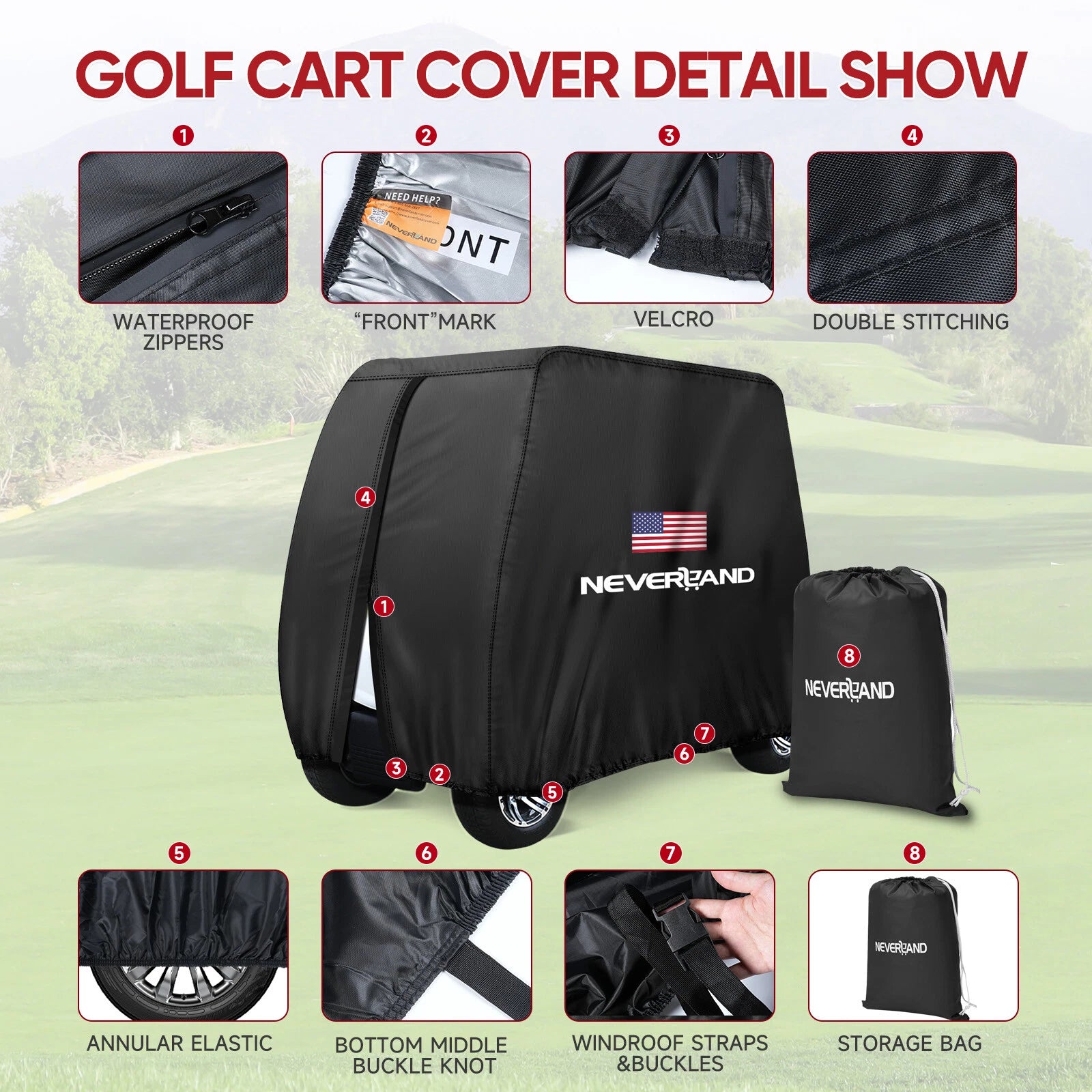 Waterproof Golf Cart Cover for Yamaha EZGO Club Car (4 Passenger)