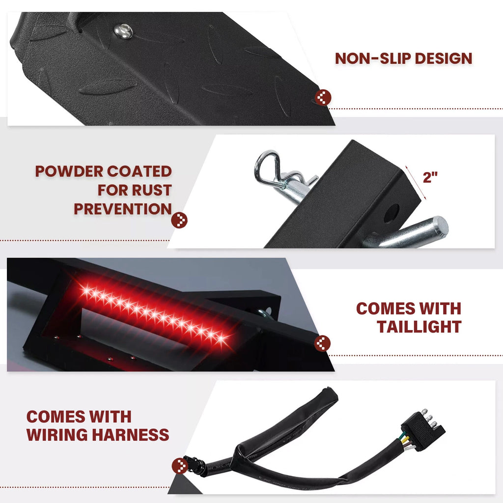Tow Trailer Receiver Hitch Step Bar Bumper Guard with LED for Make Model