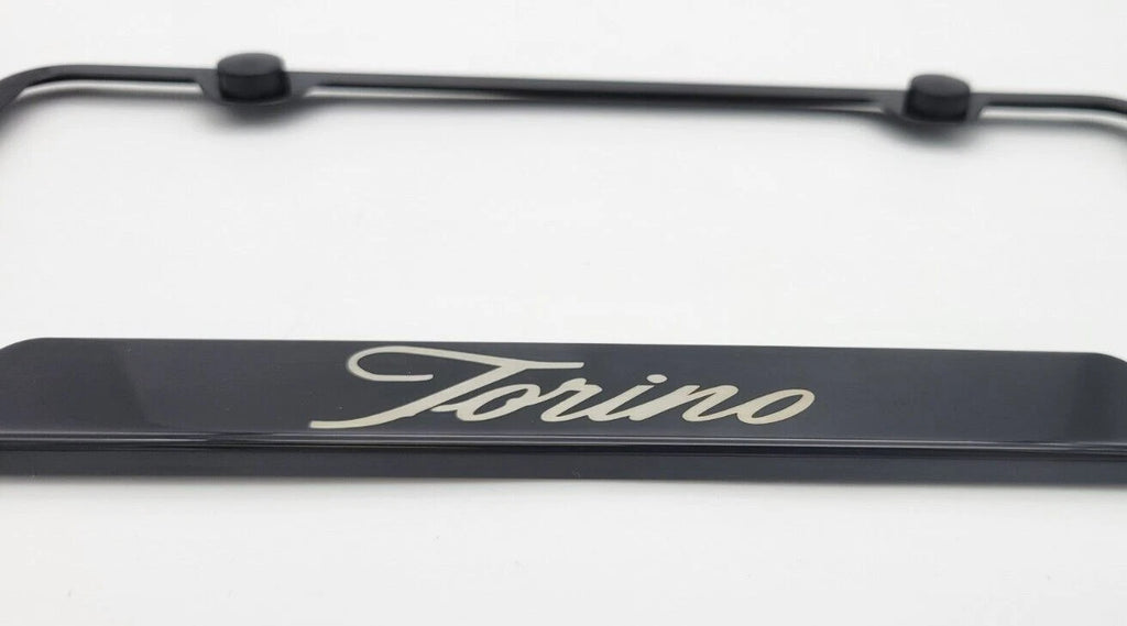 License Plate Frame Black Notched Stainless for Ford Torino (1968–1972)