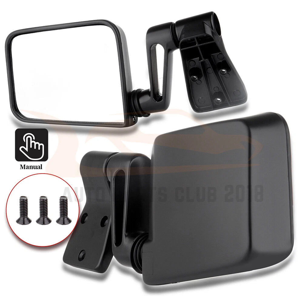 Set of 2 Manual Side View Mirrors for Jeep Wrangler (1987–2002)