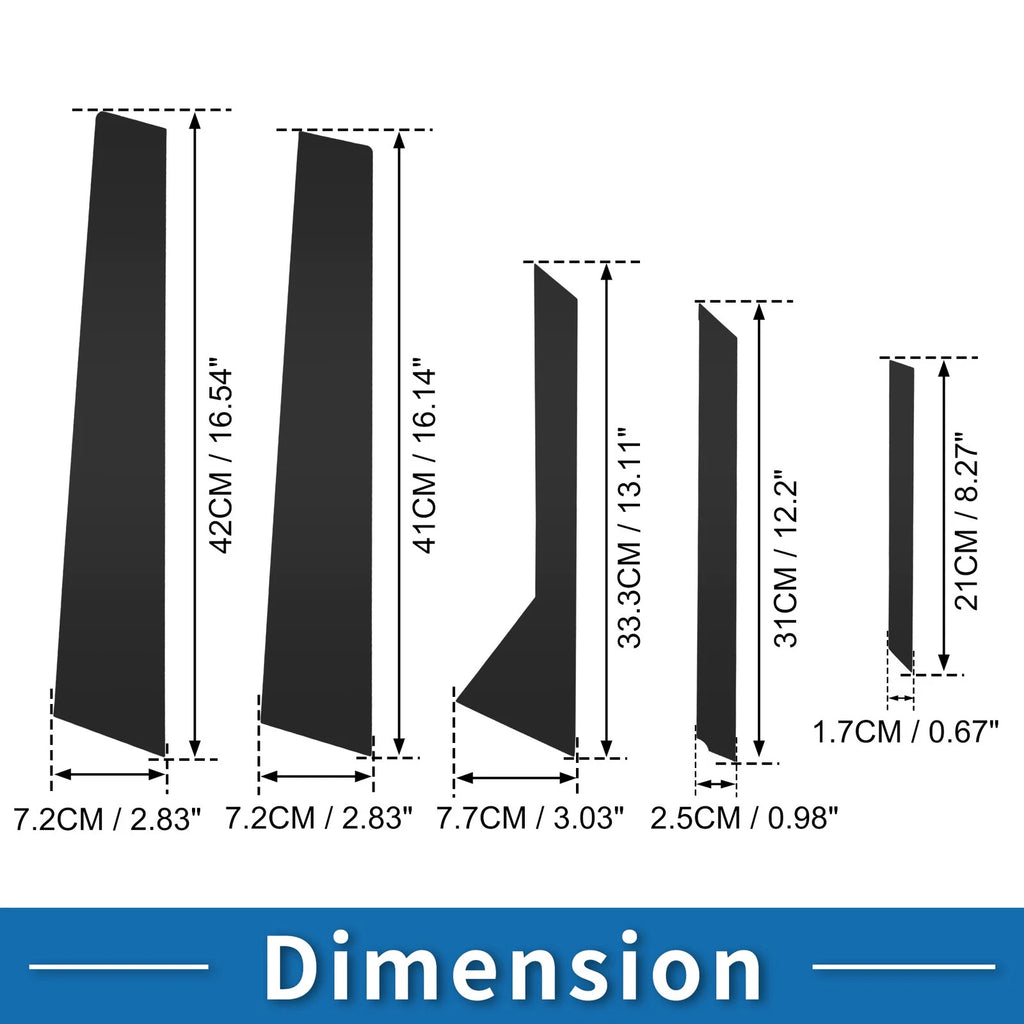 10pcs Door Pillar Window Trim for Ford Fiesta (2011–2015) Black