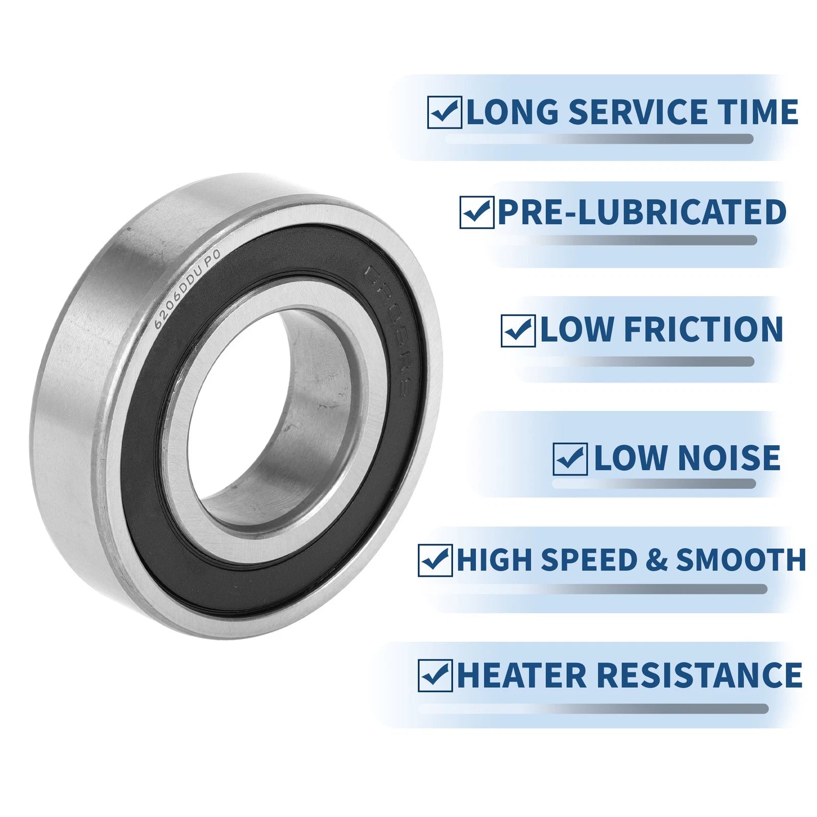 6206DDU Deep Groove Ball Bearing for Scooter Skateboard Wheel (P0)