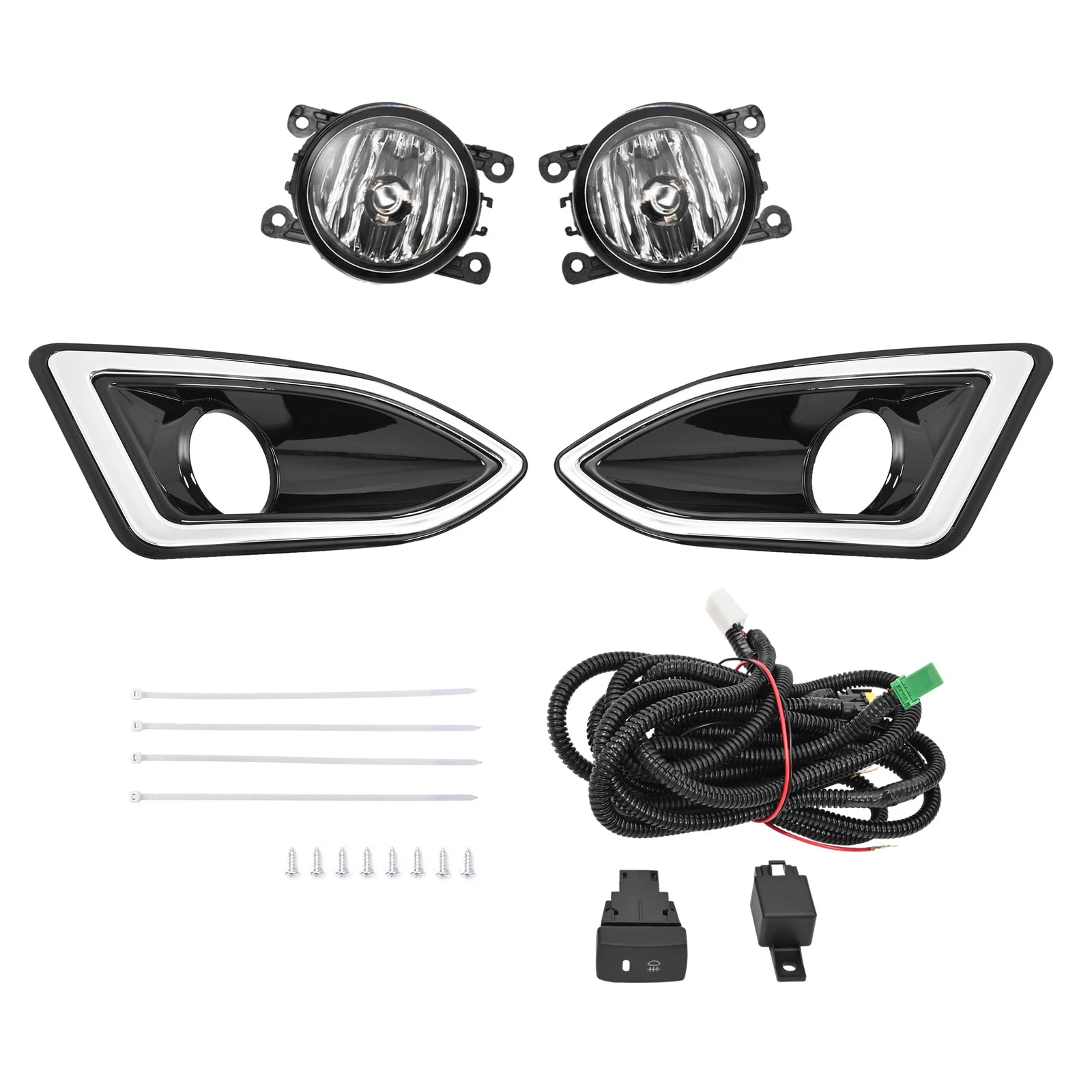 Set of 2 Fog Lights with Harness Switch Kit for Ford Edge (2015–2018)