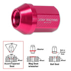 20Pc M12X1.25 Pink JDM Closed End Acorn Hex Wheel Lug Nuts + Extension 25mmx35mm