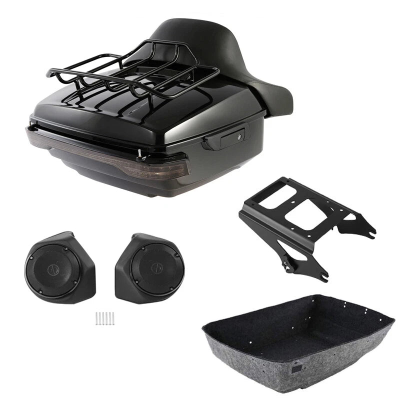 Trunk Backrest Mount Rack Light Speakers for Harley Road Glide (2009–2013)