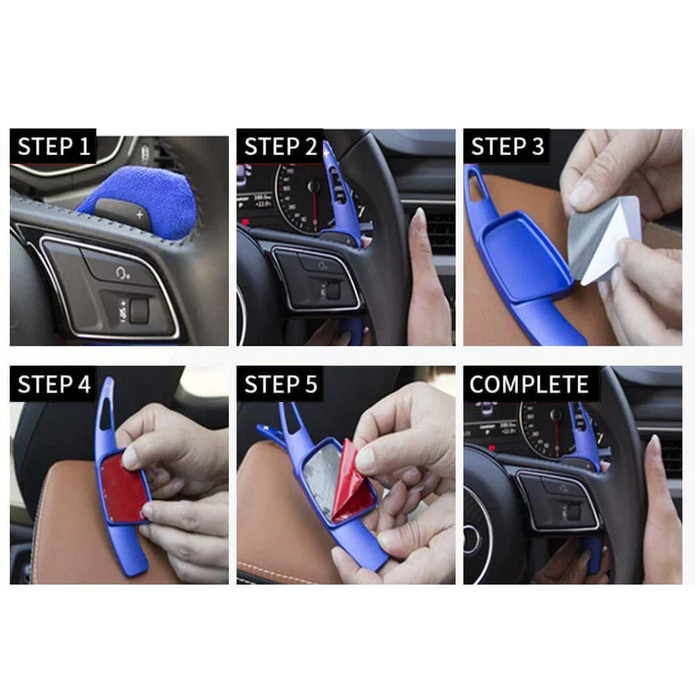 Red Steering Wheel Paddle Shifter Extensions for Audi A3 A4 A5 Q3 Q5 Q7 Q8