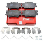 Set of 4 TRW Pro Low-Metallic Brake Pads with Hardware for Lexus HS250h (2012)