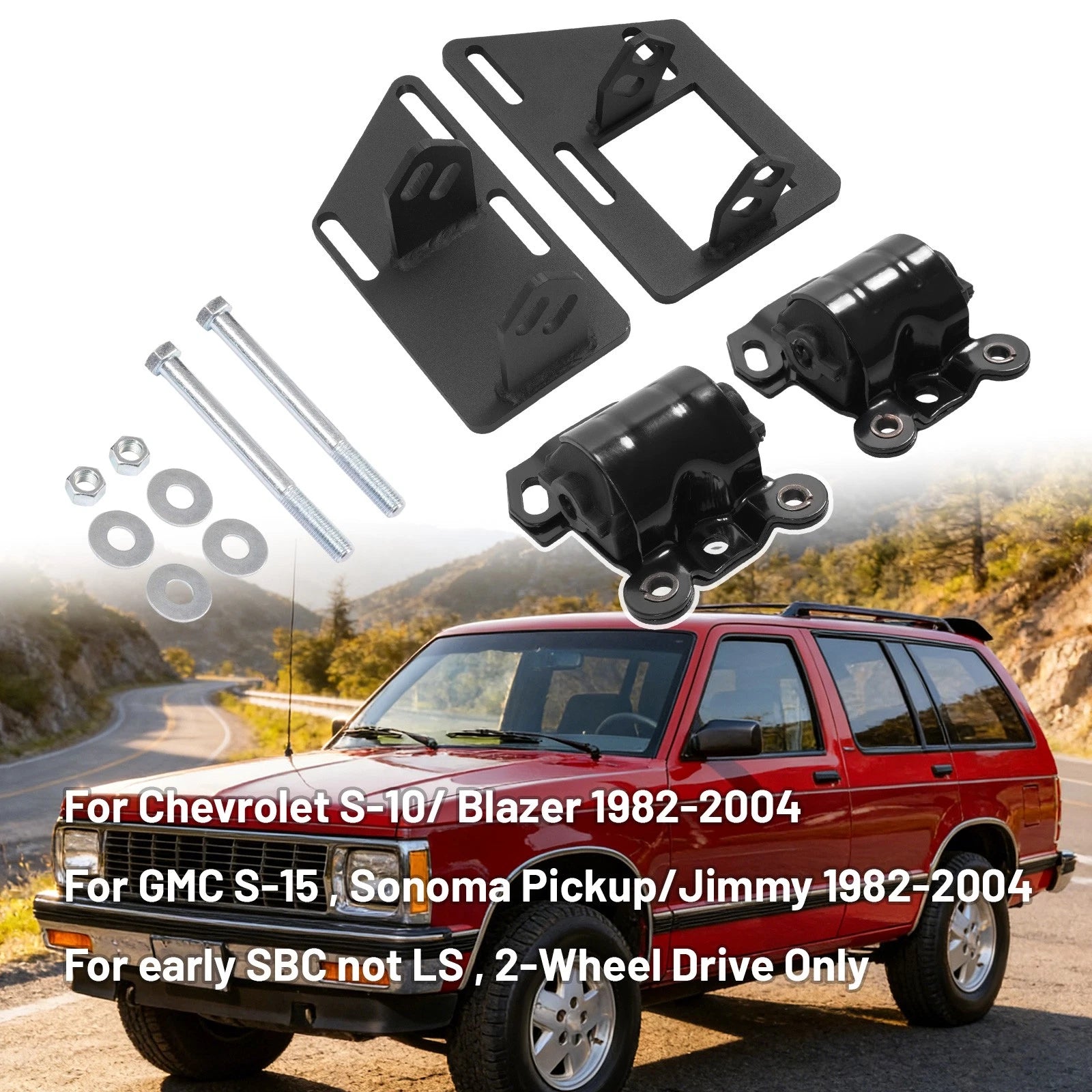4X Engine Swap Motor Mount Brackets for Chevy GMC S10 S15 (1982–2004)