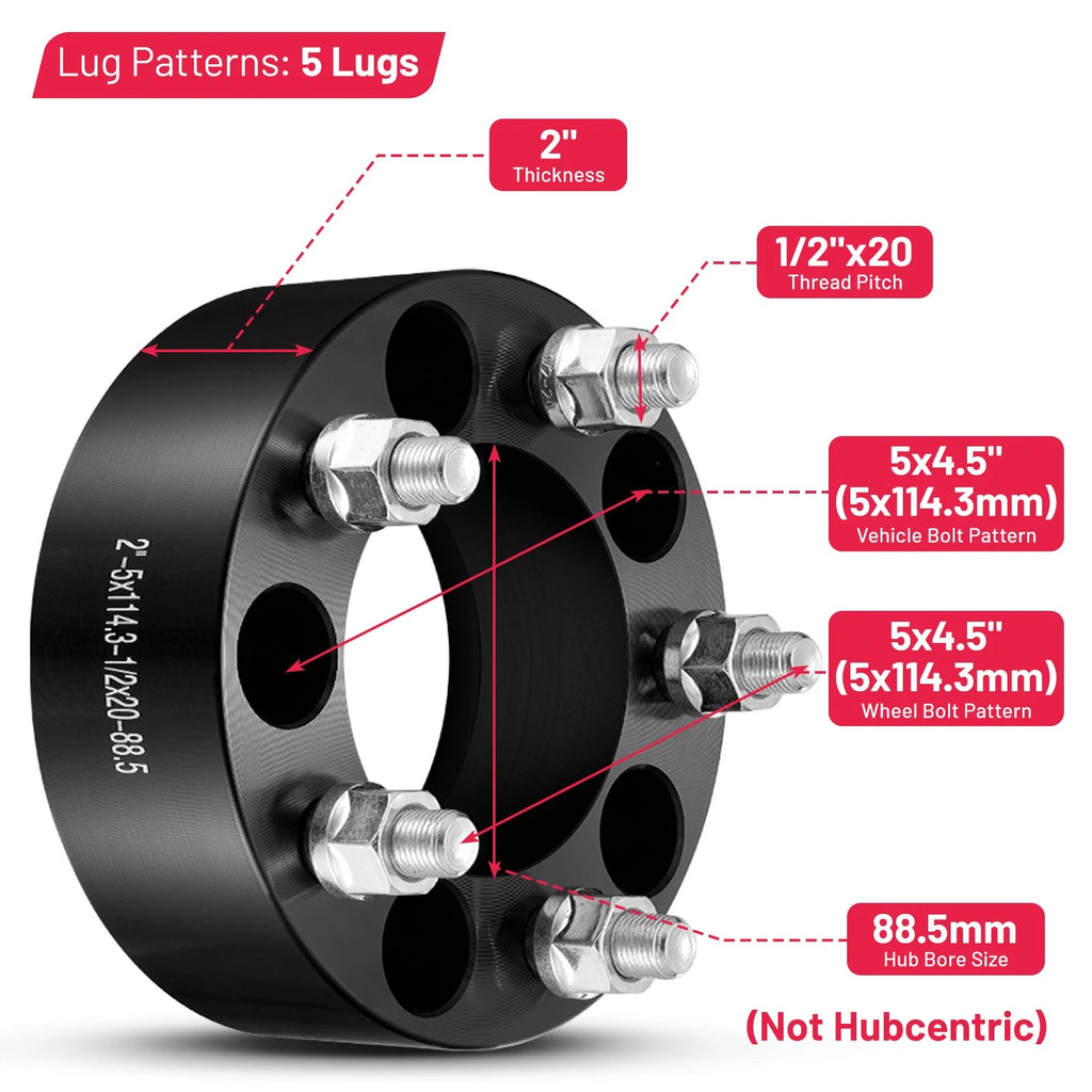 2" Wheel Spacers for Jeep Liberty (2006–2012) 4Pcs 5x4.5 88.5mm CB
