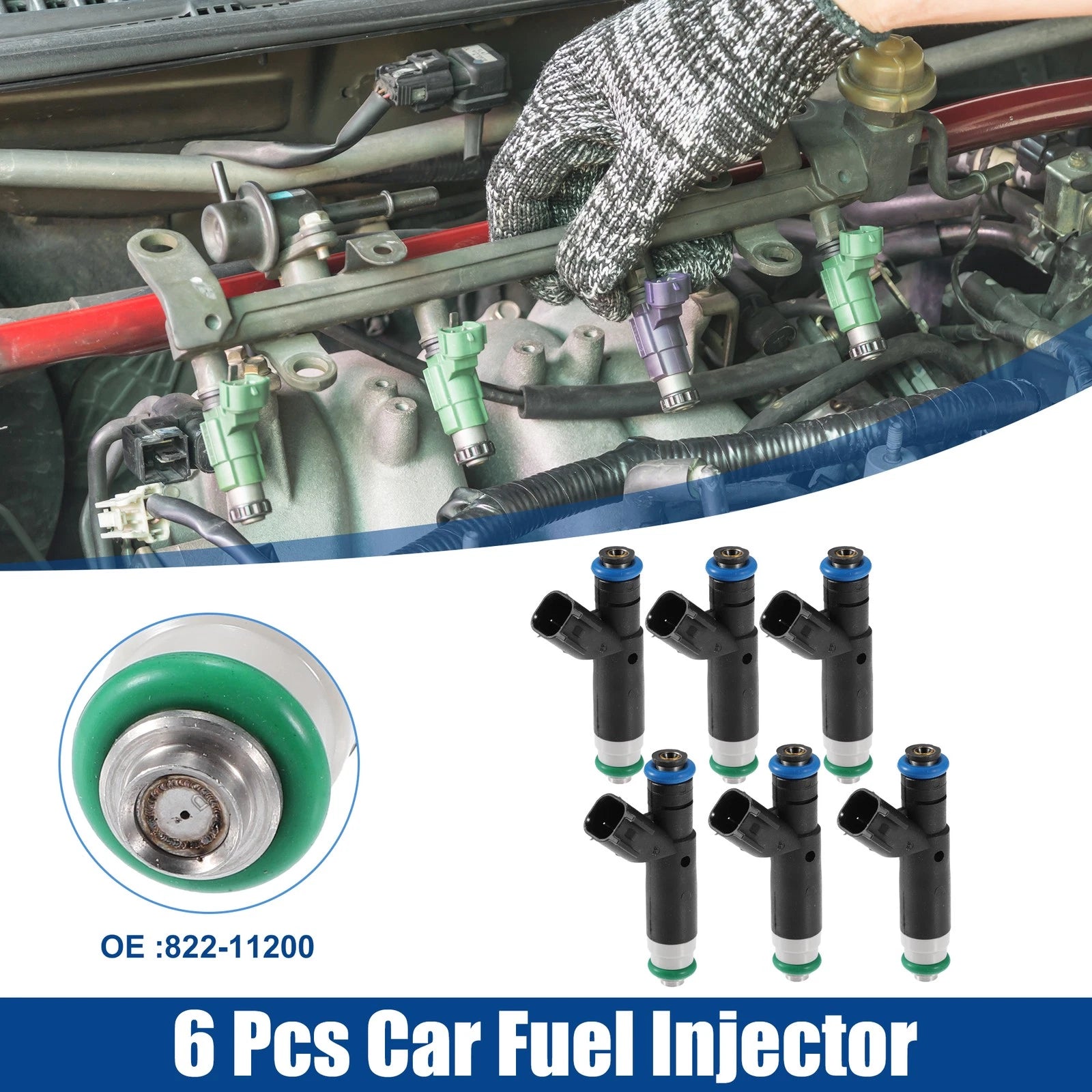 Set of 6 Fuel Injector Nozzles for Ford Freestar (2006–2007) 6F2Z-9F593-BA