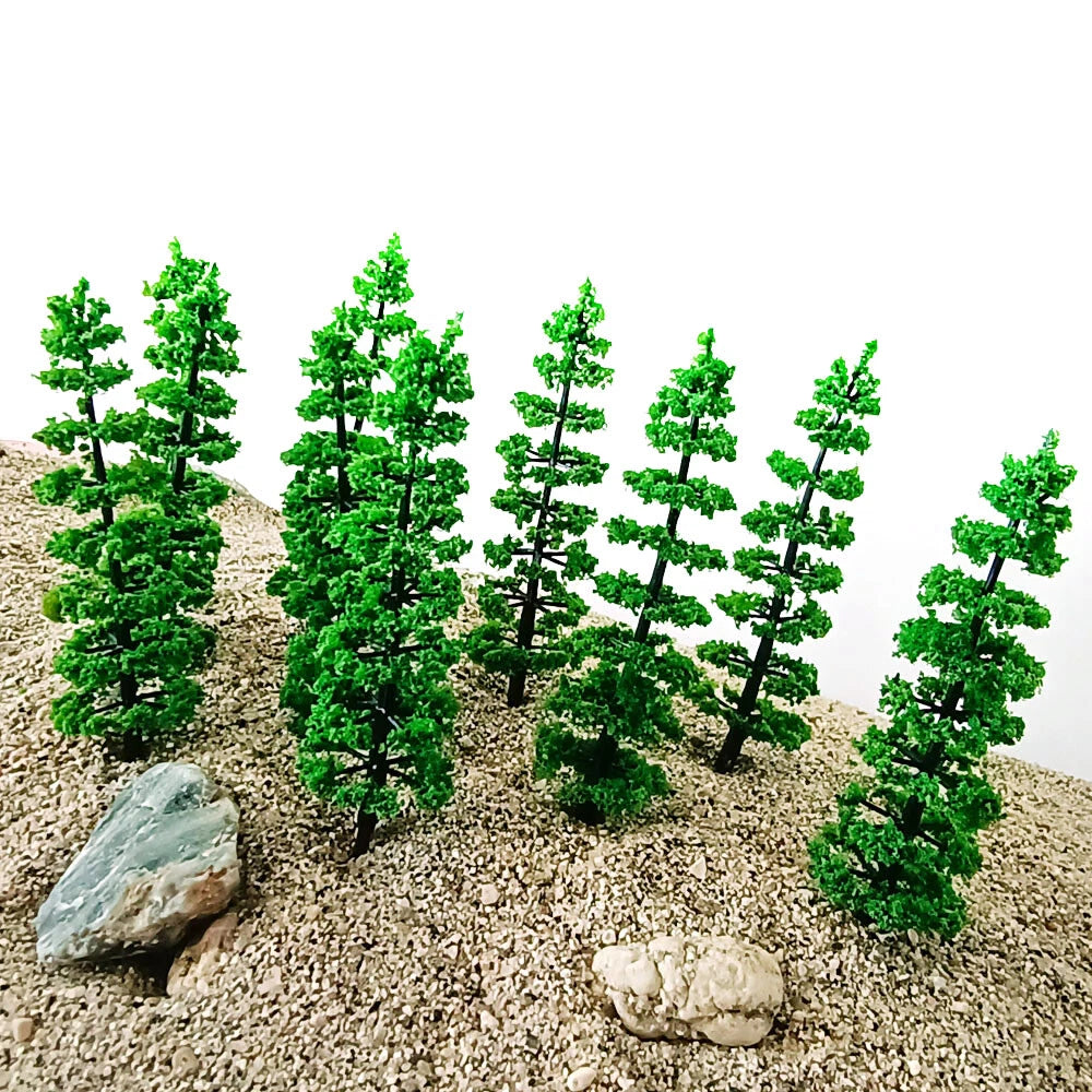 Set of 10 Model Tree Landscape Ornaments for Train Railway Scenery (9cm)