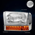 Headlight with Turn Signal Lamp for Ford F-250/350 (1999–2004) Chrome Housing
