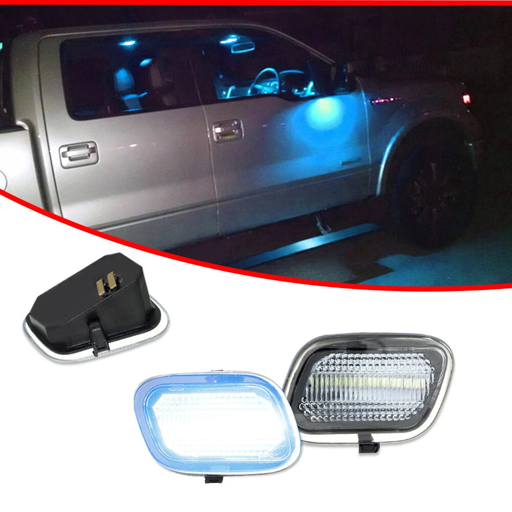 Ice Blue LED Side Mirror Puddle Lights for F-150 F250 F350 F450 (2017–2022)