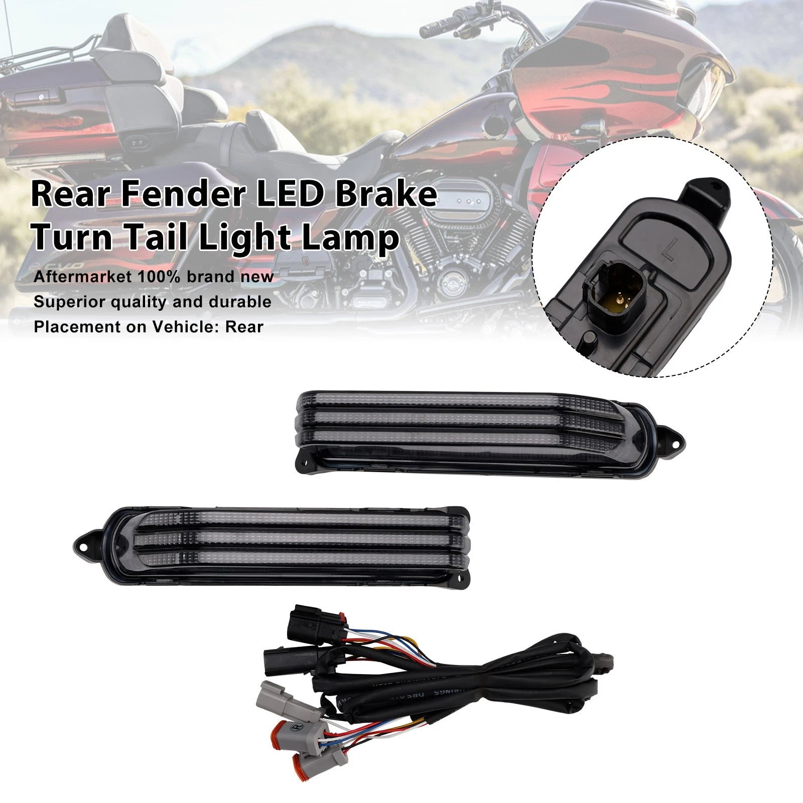 Rear Fender Brake Turn Tail Light Lamp for Touring Electra Glide (2014–2024)