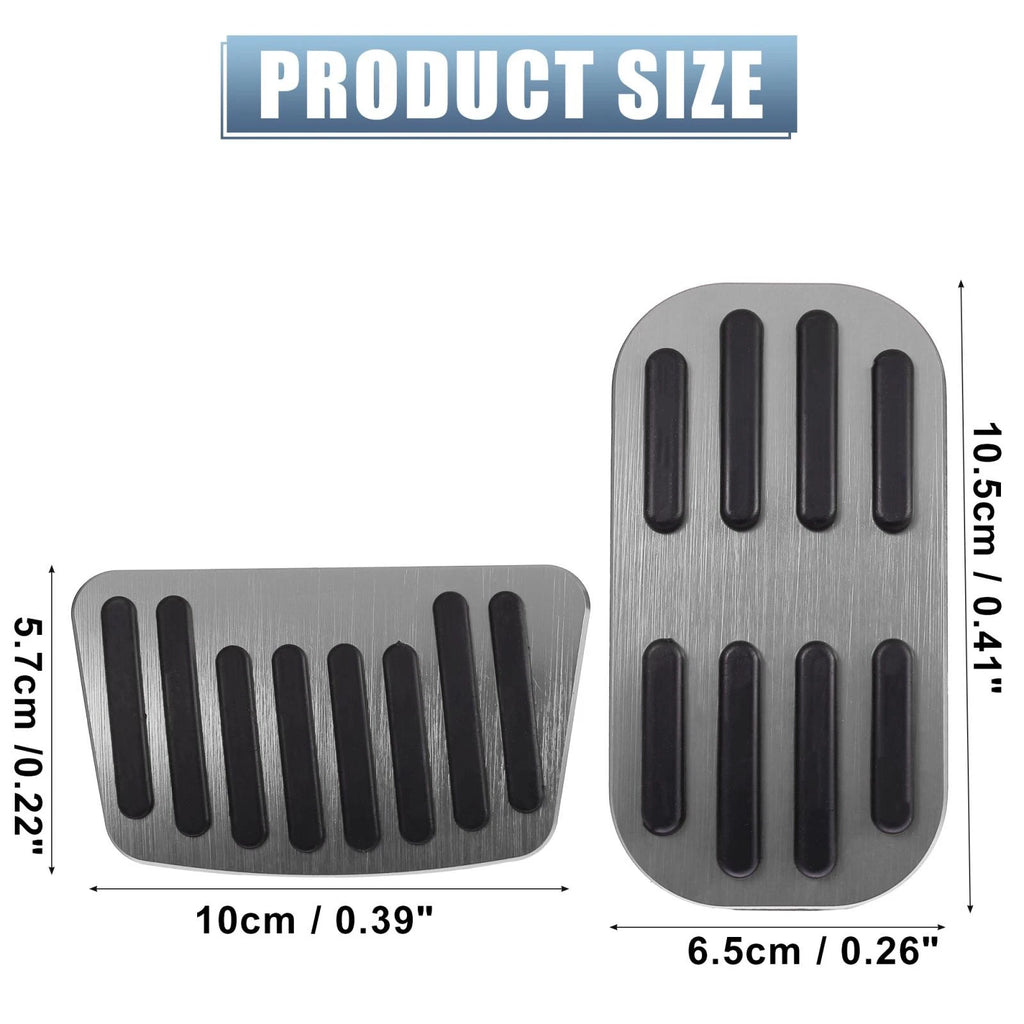2X Gas Pedal Brake Pedal Pad Cover for Toyota C-HR (2016–2018) Silver Tone