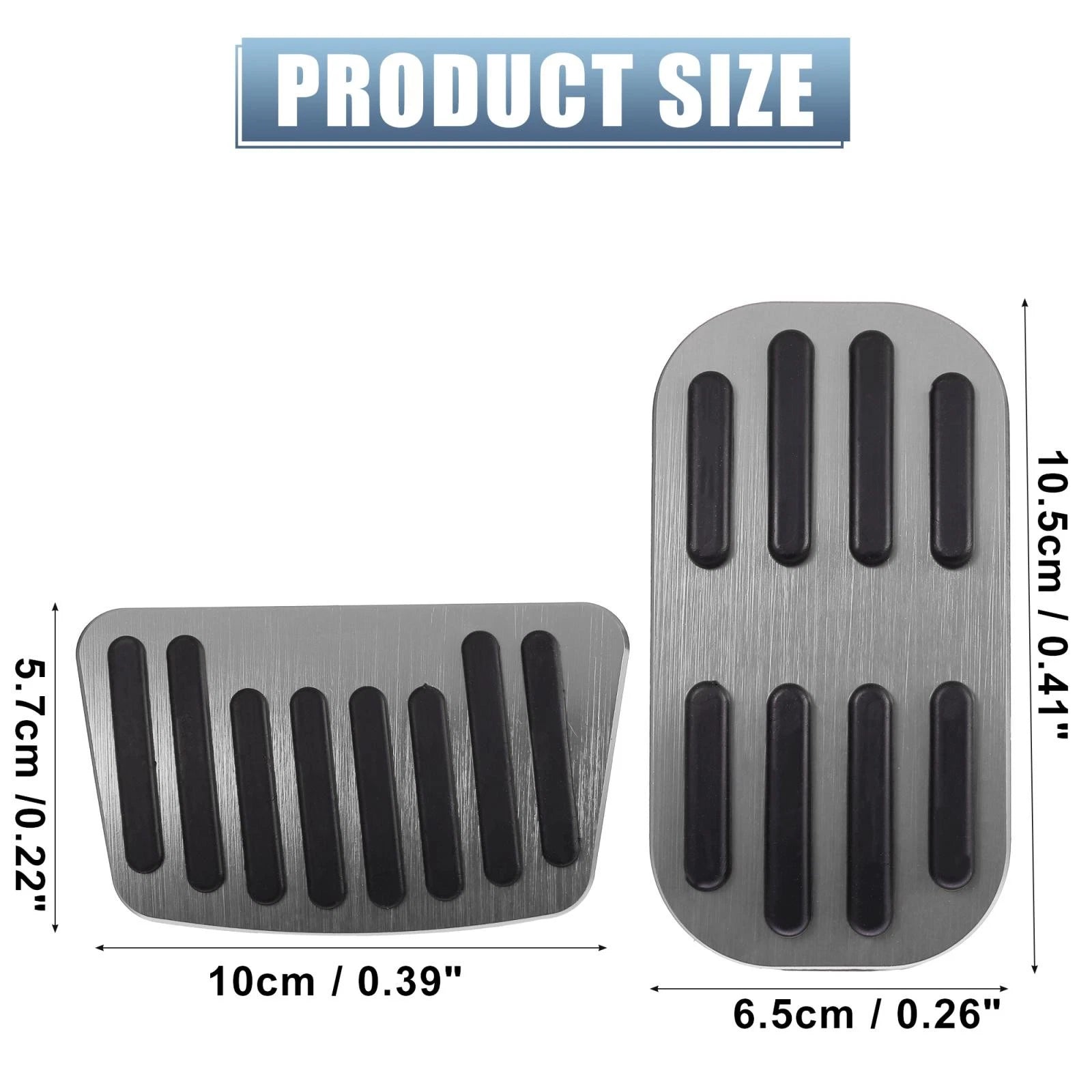 2X Gas Pedal Brake Pedal Pad Cover for Toyota C-HR (2016–2018) Silver Tone