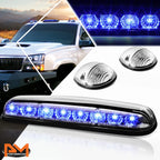 3Pcs Cab Roof Running Light Chrome Housing Blue LED for Silverado/Sierra (2002–2007)