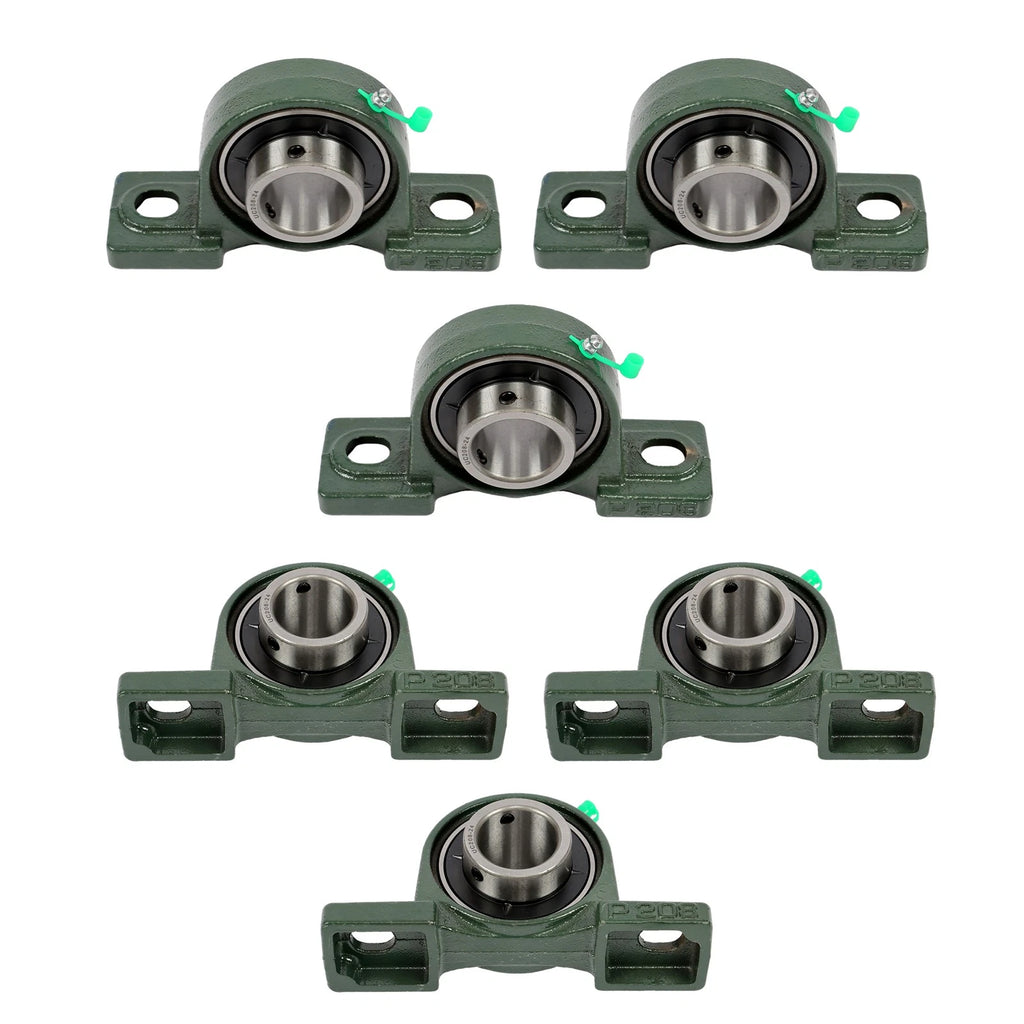 Set of 6 Pillow Block Bearings for Various Applications (Self-Aligning)