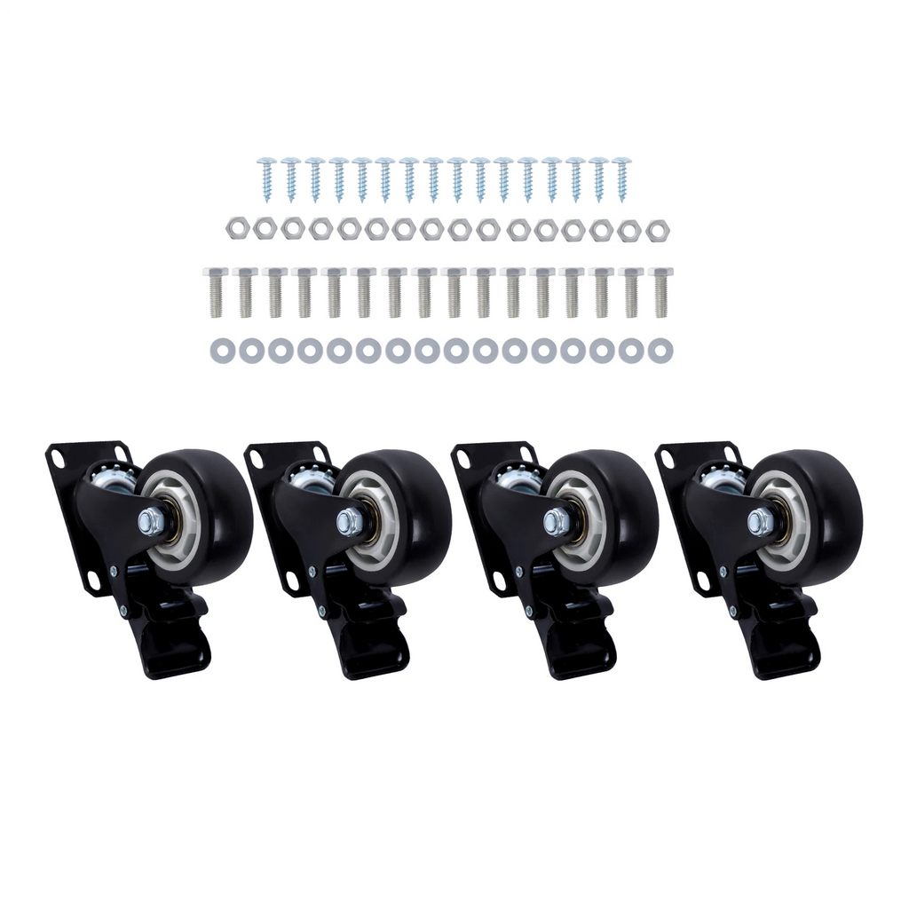 Set of 4 Heavy Duty 3 Inch Swivel Caster Wheels with Brakes