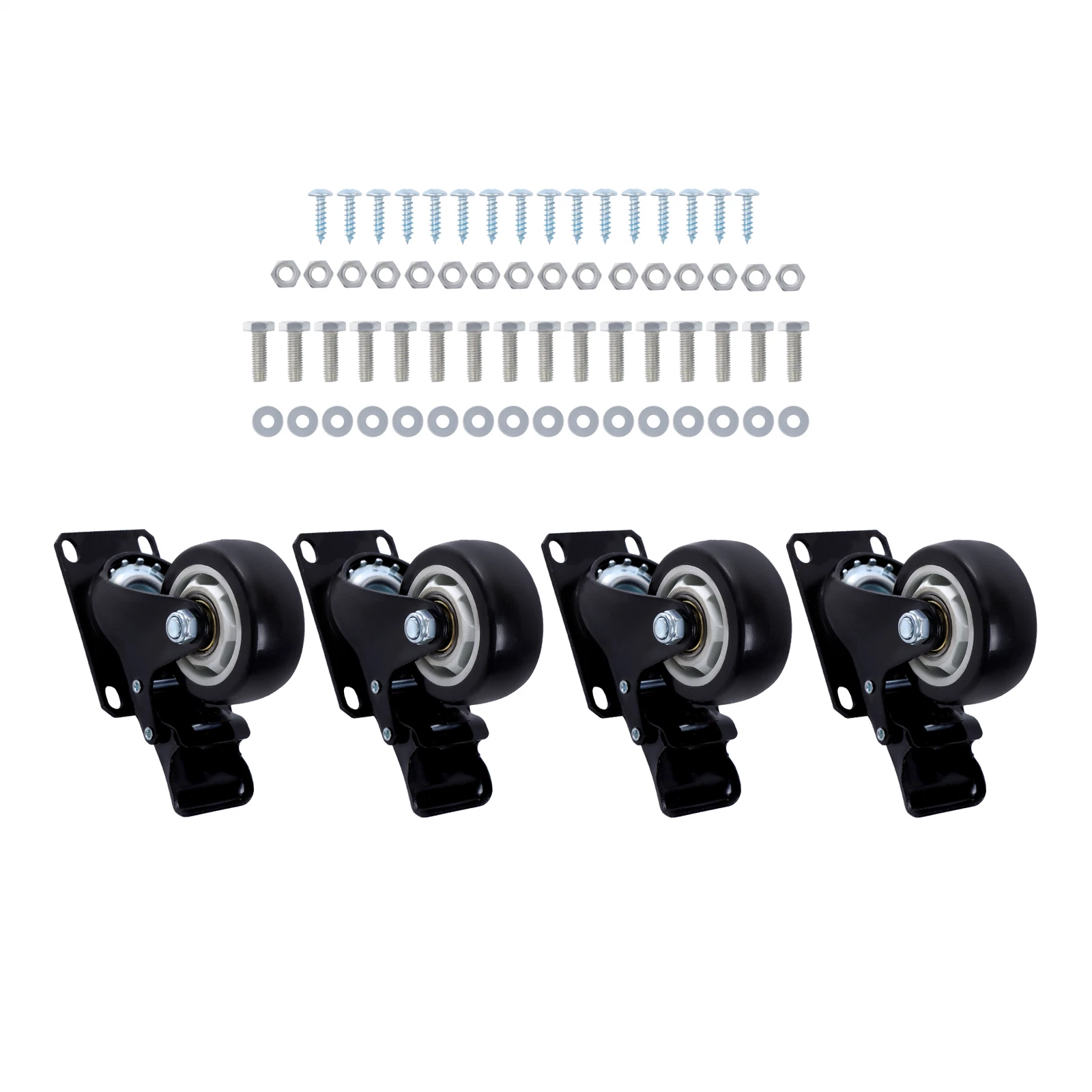 Set of 4 Heavy Duty 3 Inch Swivel Caster Wheels with Brakes