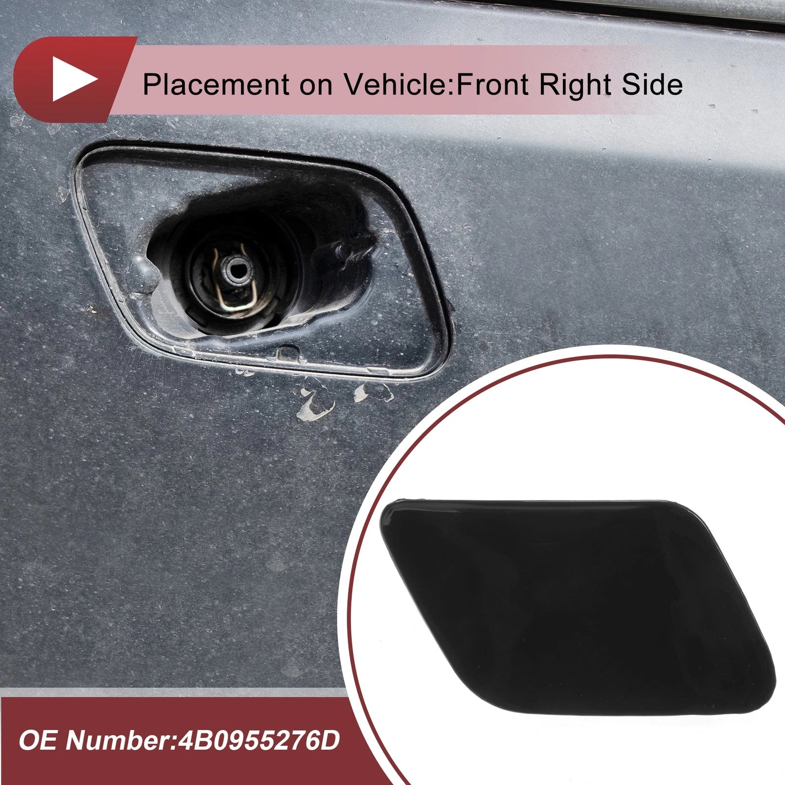 Washer Nozzle Cover Cap No. 4B0955276D for Audi A6 C5 (2001–2005) Black