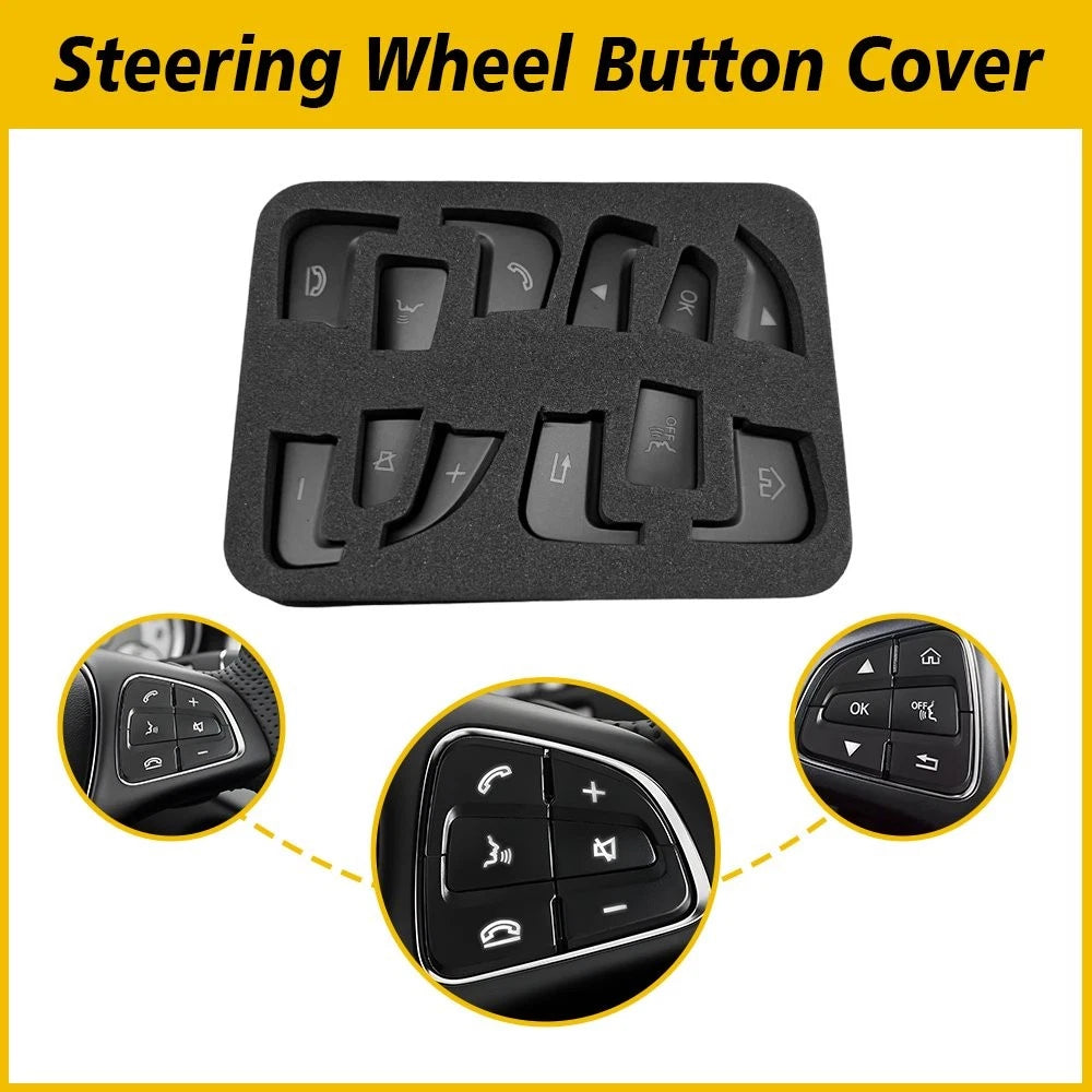 12Pcs Steering Wheel Button Silver Trim for Mercedes Benz C Class