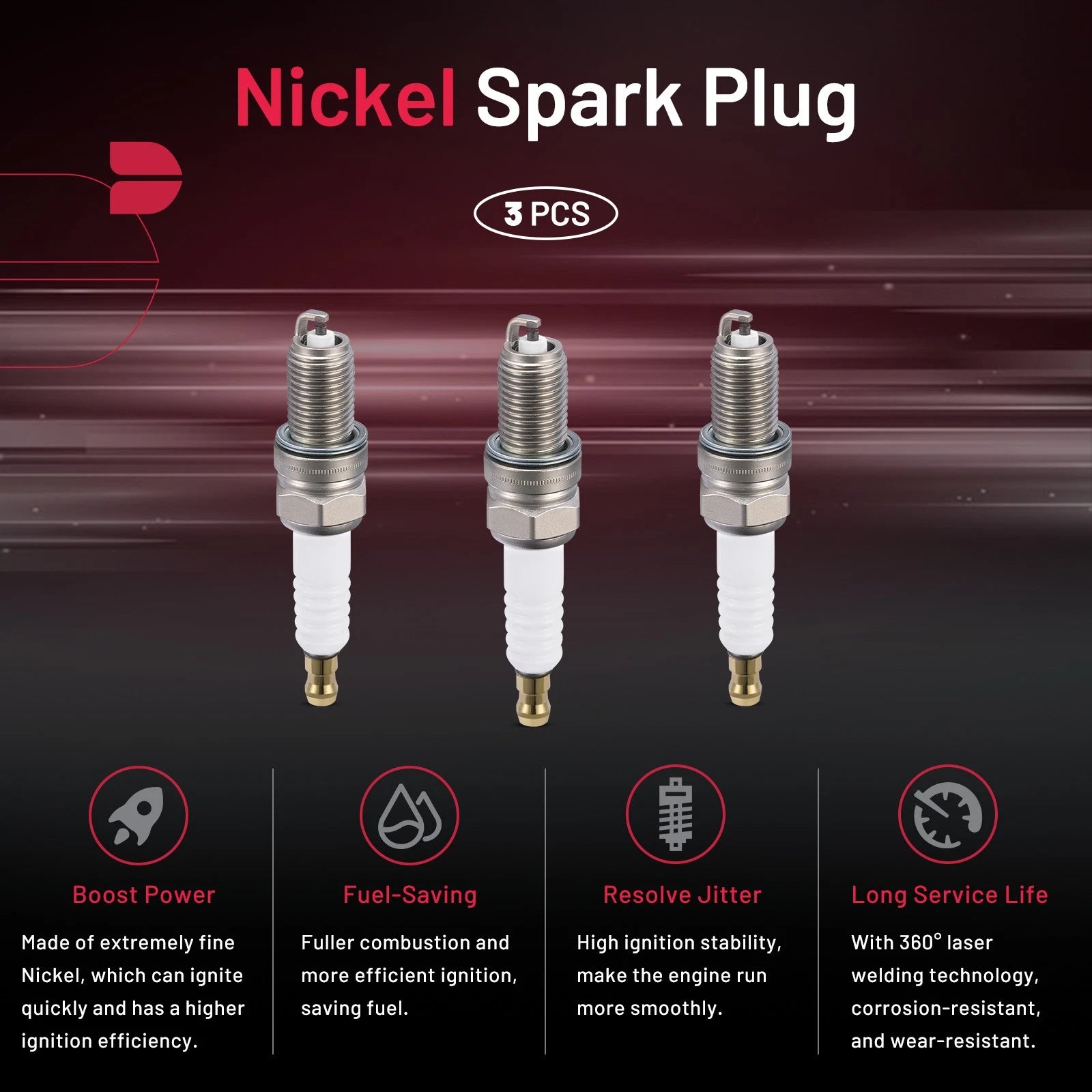Set of 3 Spark Plugs 4339 for Can-Am Commander Defender Maverick Outlander (2011–2023)