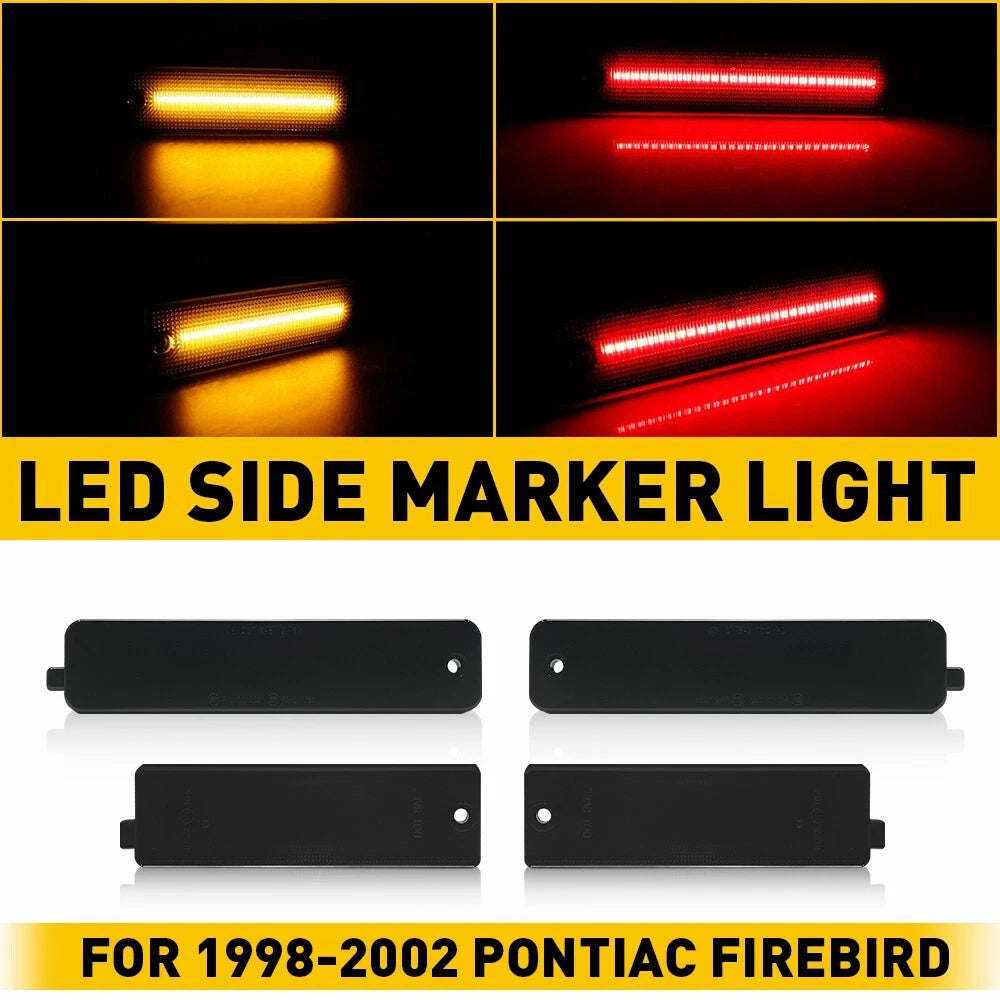 4X Smoke LED Front & Rear Side Marker Lights for Pontiac Trans Am Firebird (1998–2002)