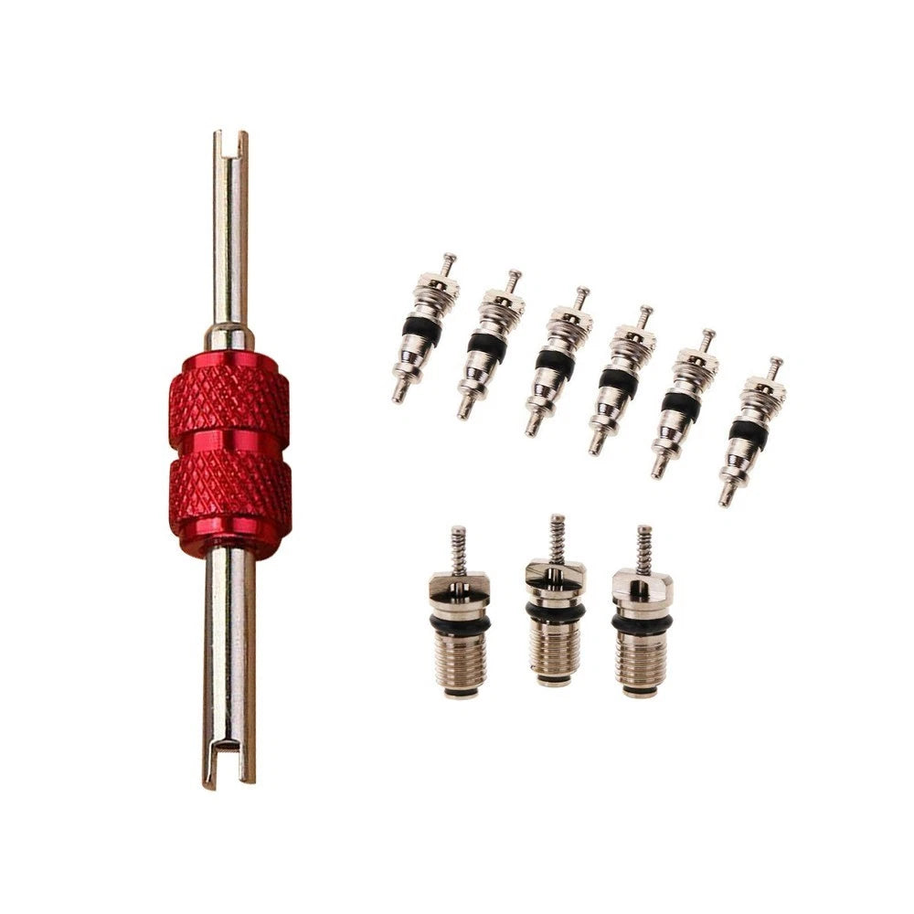 Air Conditioning Valve Cores Kit for A/C System (Copper, Remover Tool)