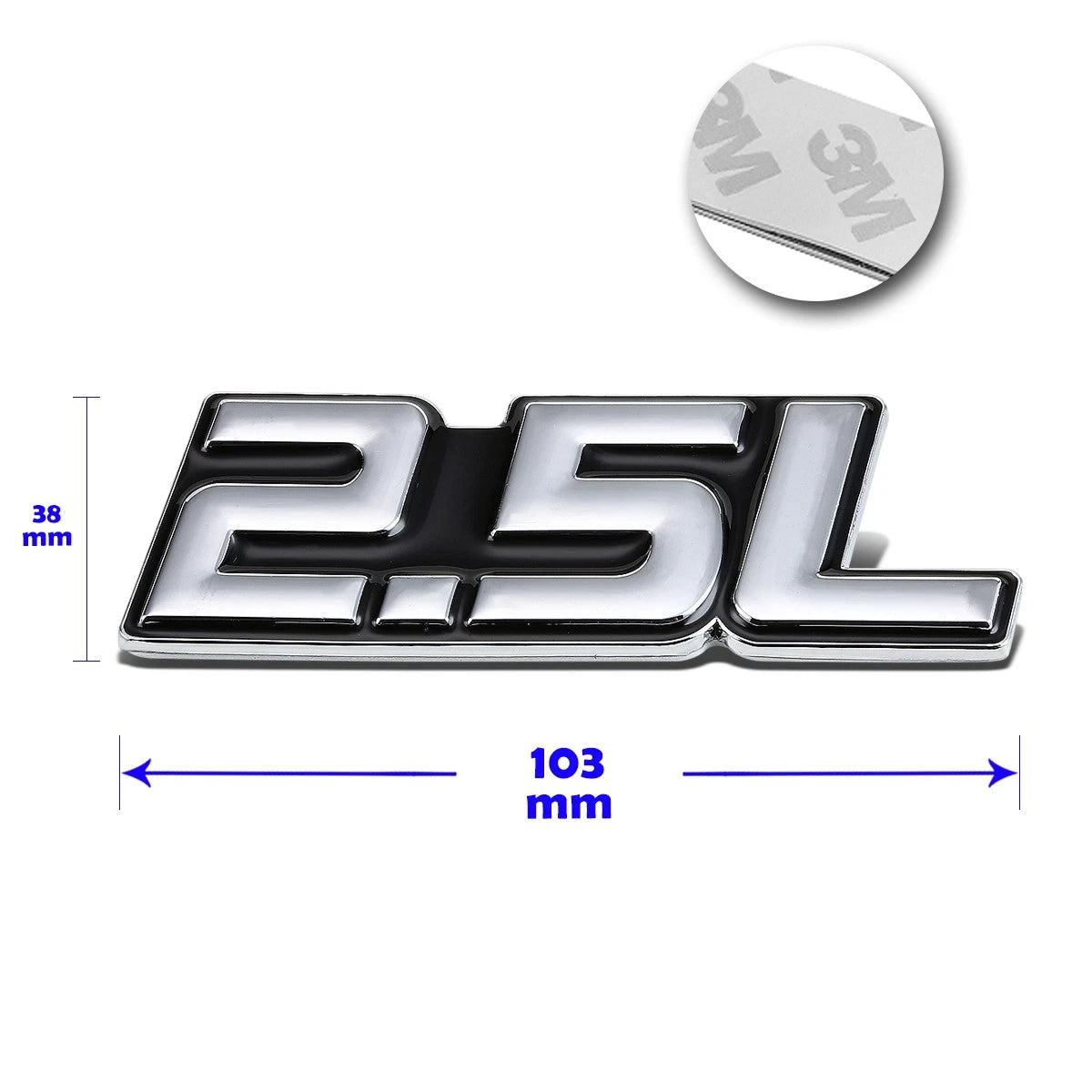 Polished Metal 3D Decal Emblem for Ford Volkswagen Chevrolet (2.5L)