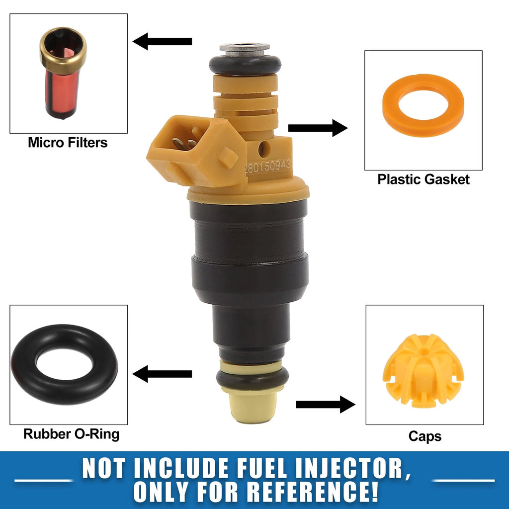 Set of 6 Fuel Injector O Rings Seals with Micro Filters for BMW 325i (1992–1995)