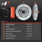 Front Drilled Brake Rotor for Toyota Highlander Sienna (2008–2019) 328MM