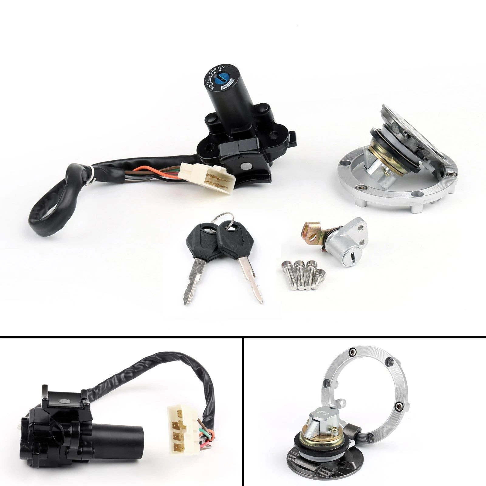 Ignition Switch Gas Cap Cover Lock Key Set for Kawasaki EX250 Ninja (2008–2017)