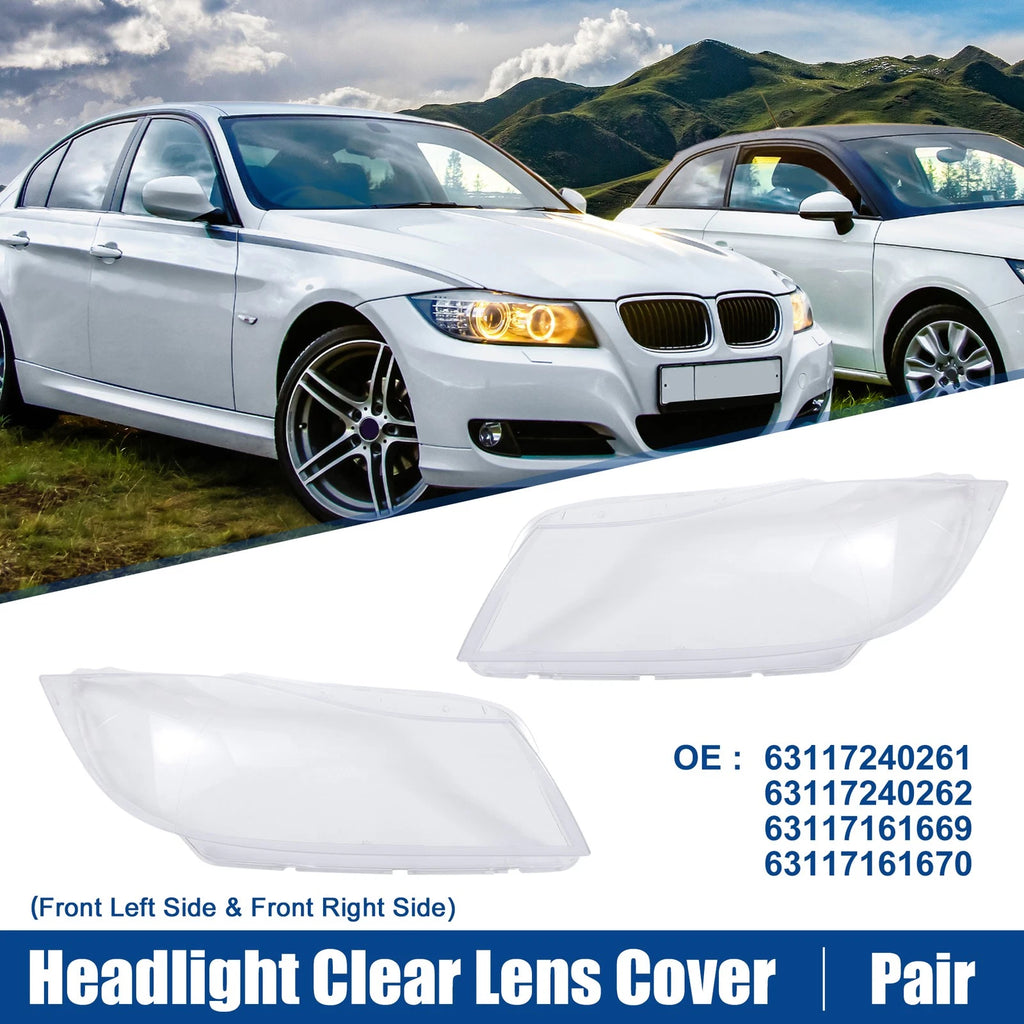 1 Pair Headlight Clear Lens Cover for BMW 3 E90 E91 (2005–2012) No.63117240261