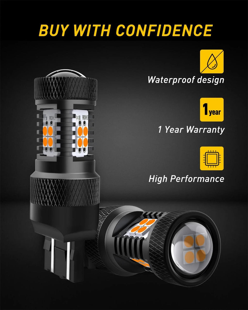 2X Amber LED Rear Turn Signal Light Bulb for Make Model