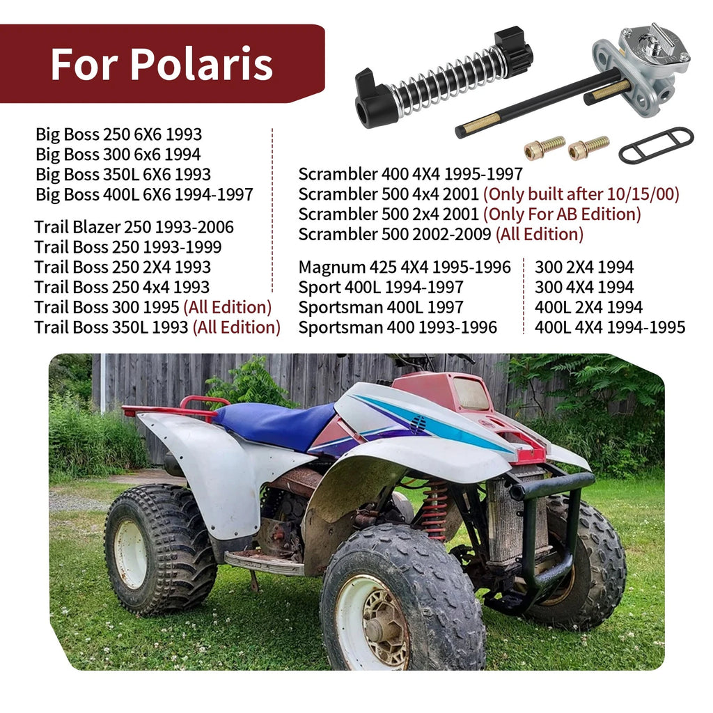 Aluminum Fuel Valve Petcock + Lever Knob for Polaris 300 400L 2X4 4X4