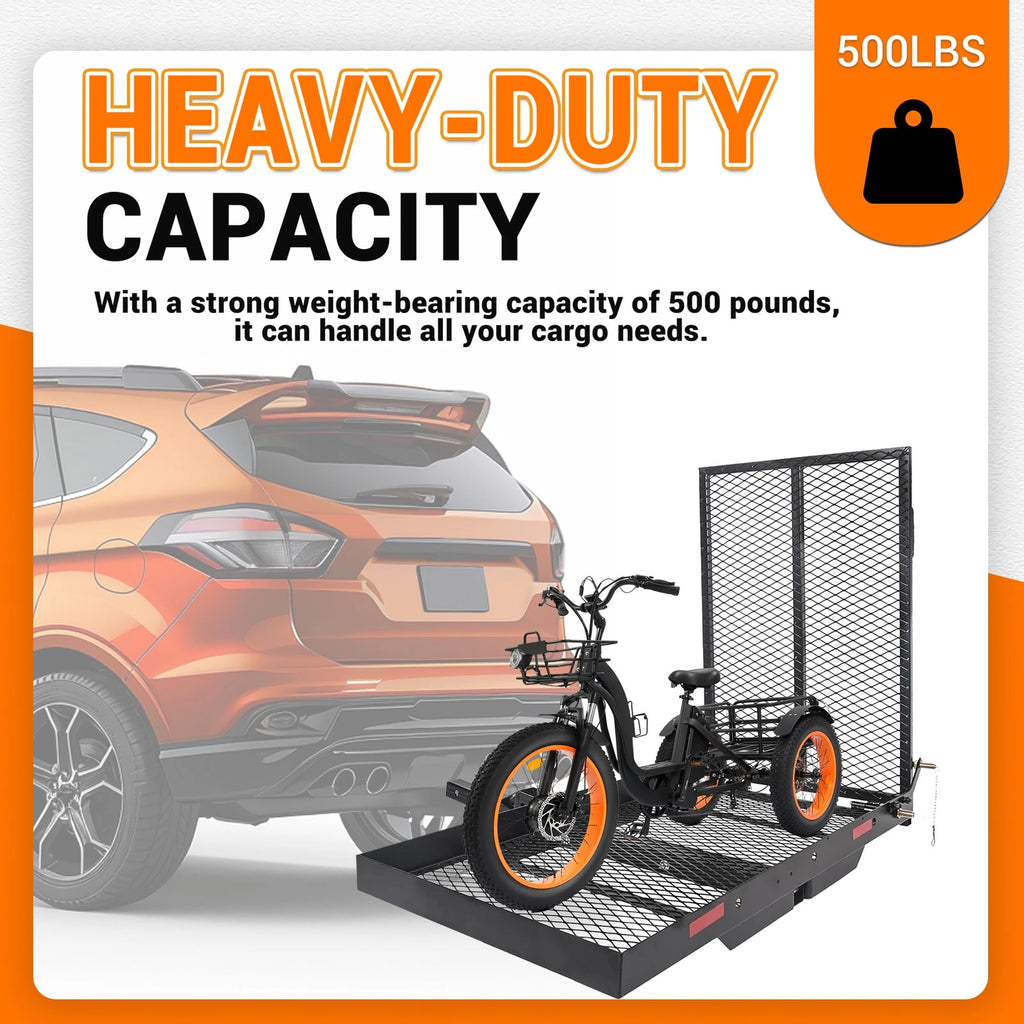 Folding Wheelchair Carrier Rack for Hitch Mount Steel Cargo Basket
