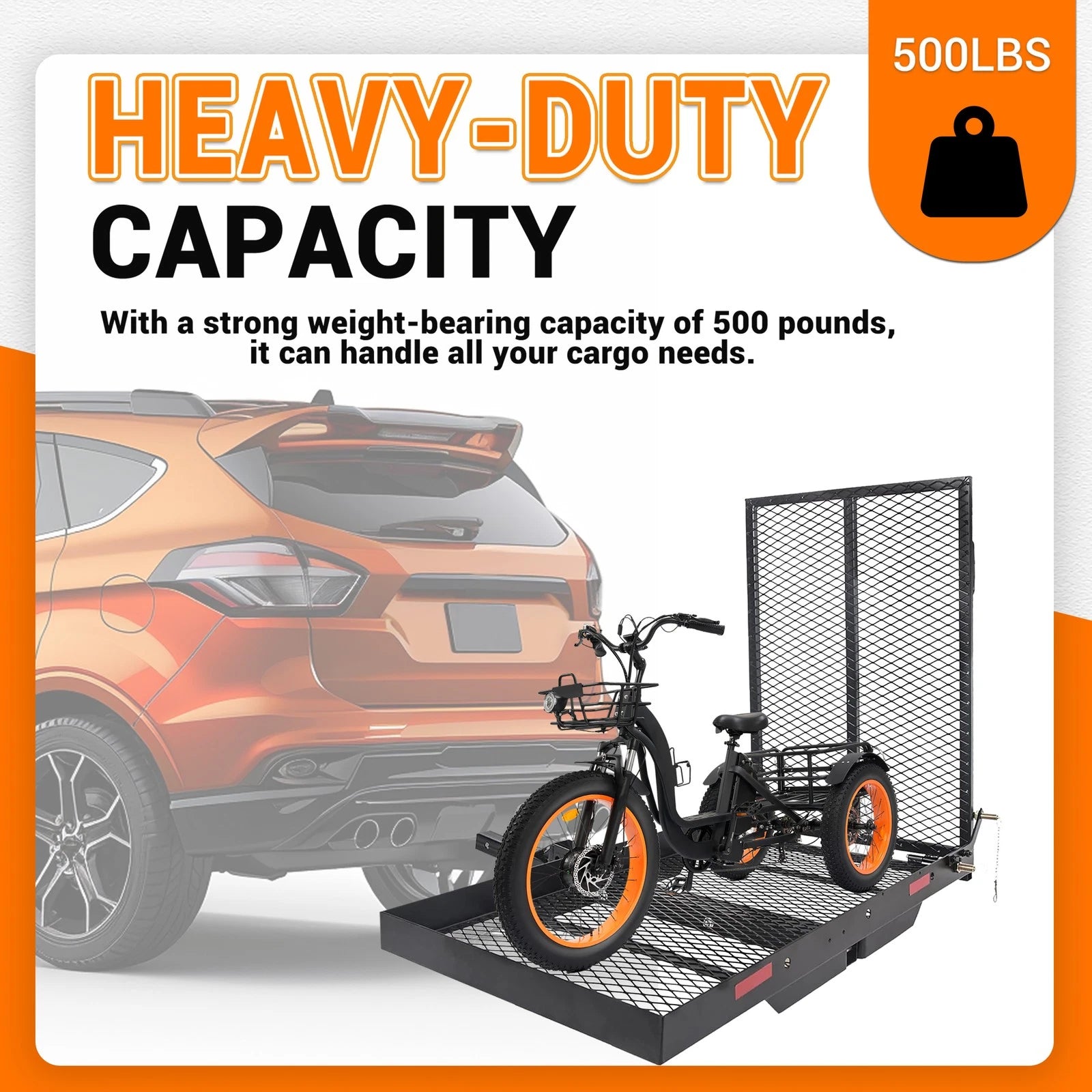 Folding Wheelchair Carrier Rack for Hitch Mount Steel Cargo Basket